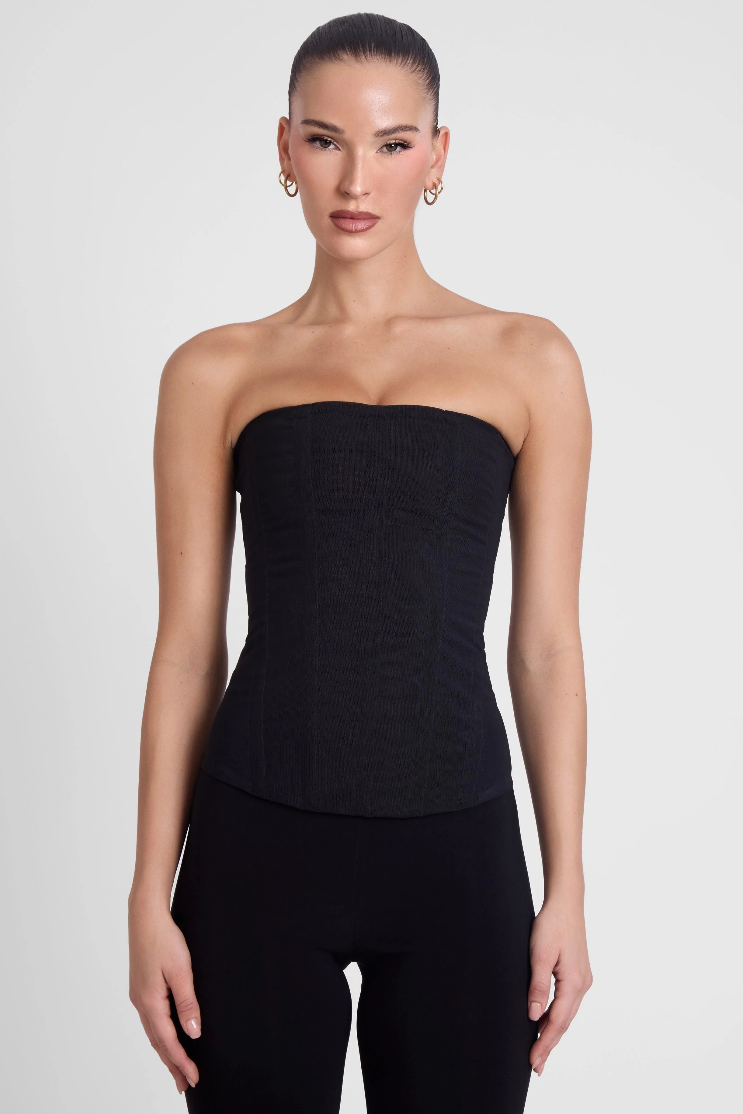 Muse Mesh Corset Top - Black - Image 3