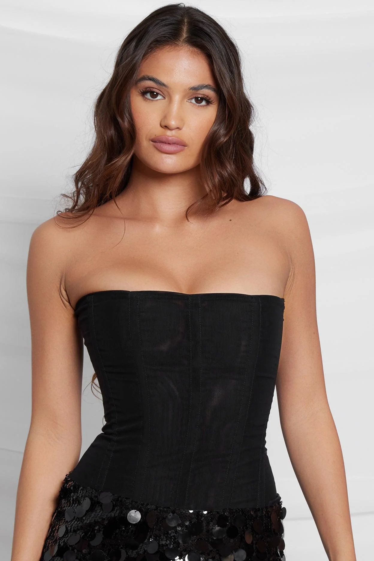 Muse Mesh Corset Top - Black - Image 6