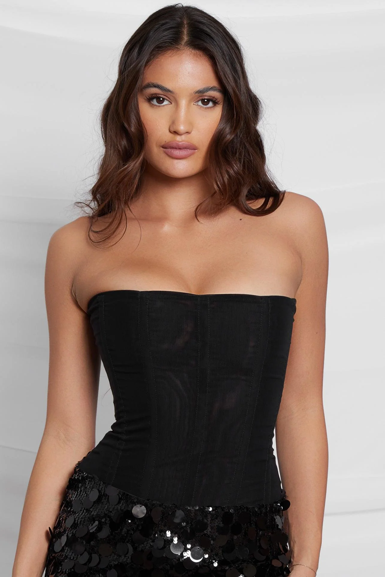 Muse Mesh Corset Top - Black - Image 7