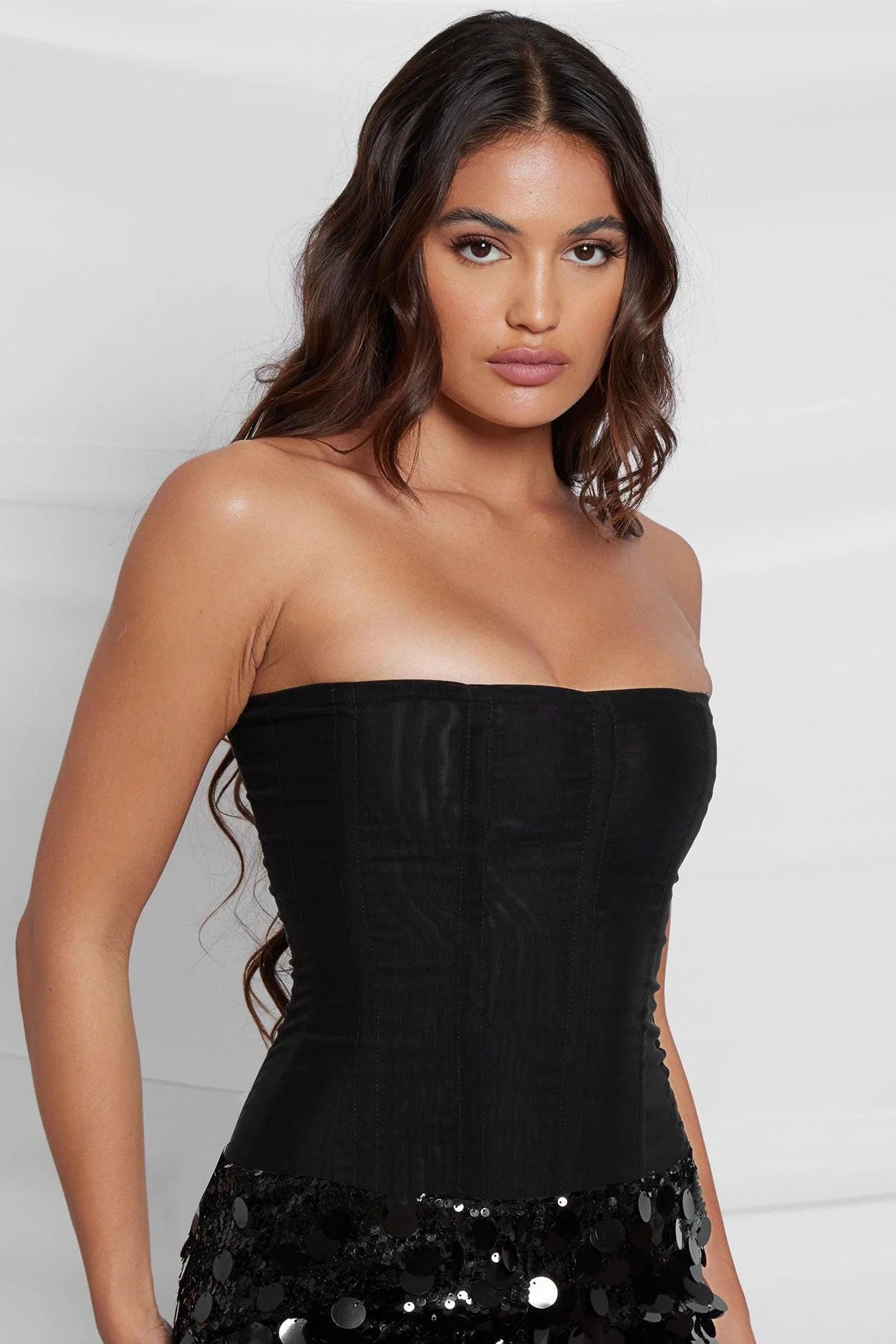Muse Mesh Corset Top - Black - Image 8