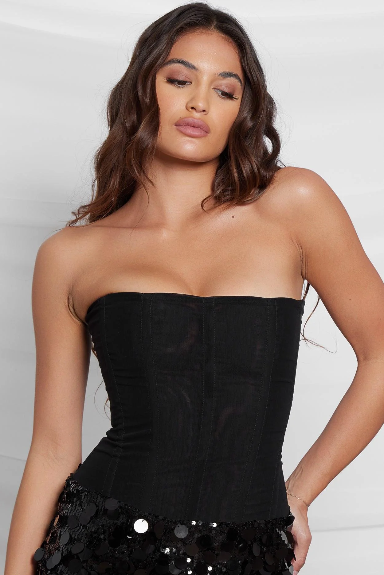 Muse Mesh Corset Top - Black - Image 9