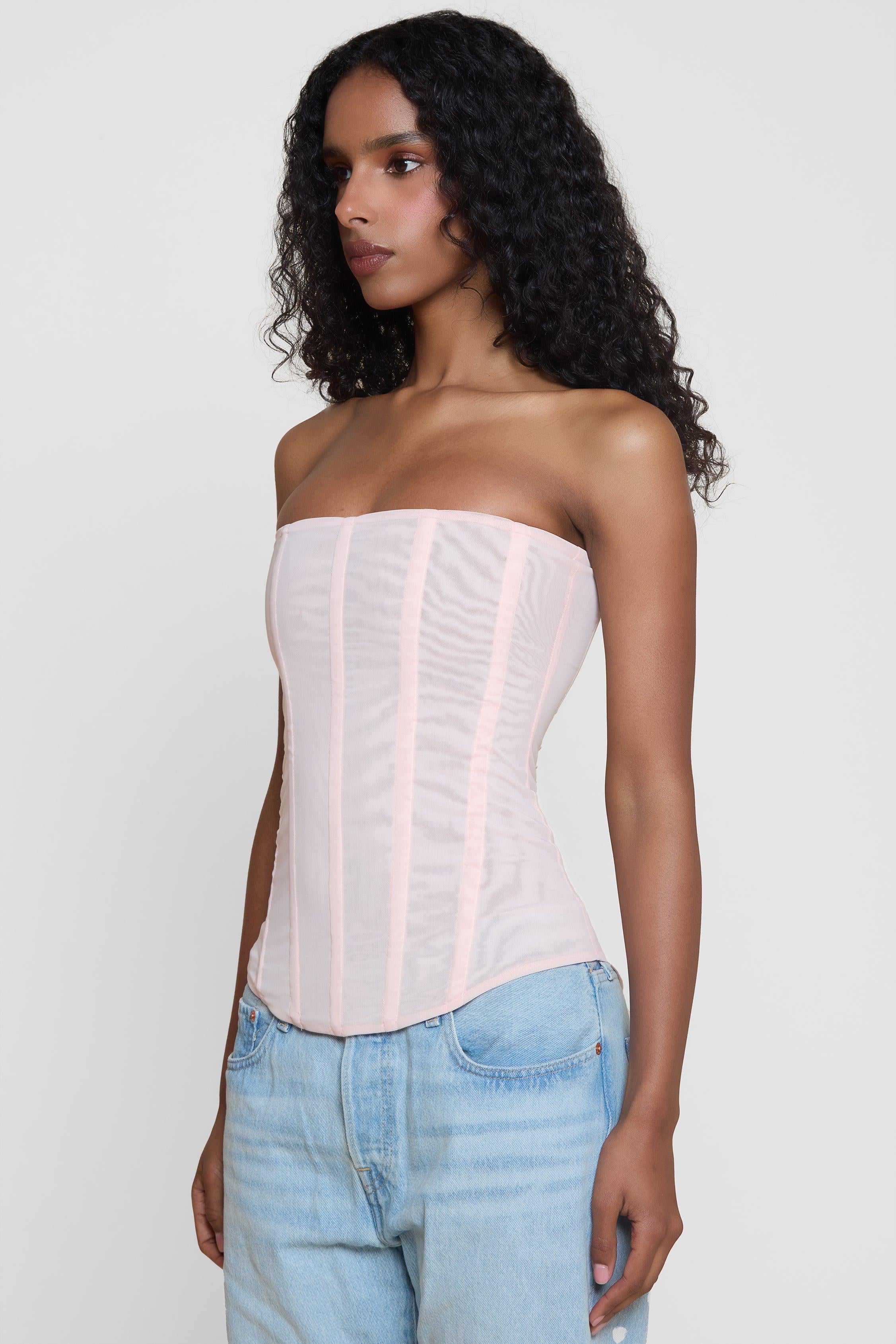 Muse Mesh Corset Top - Pink - Image 10