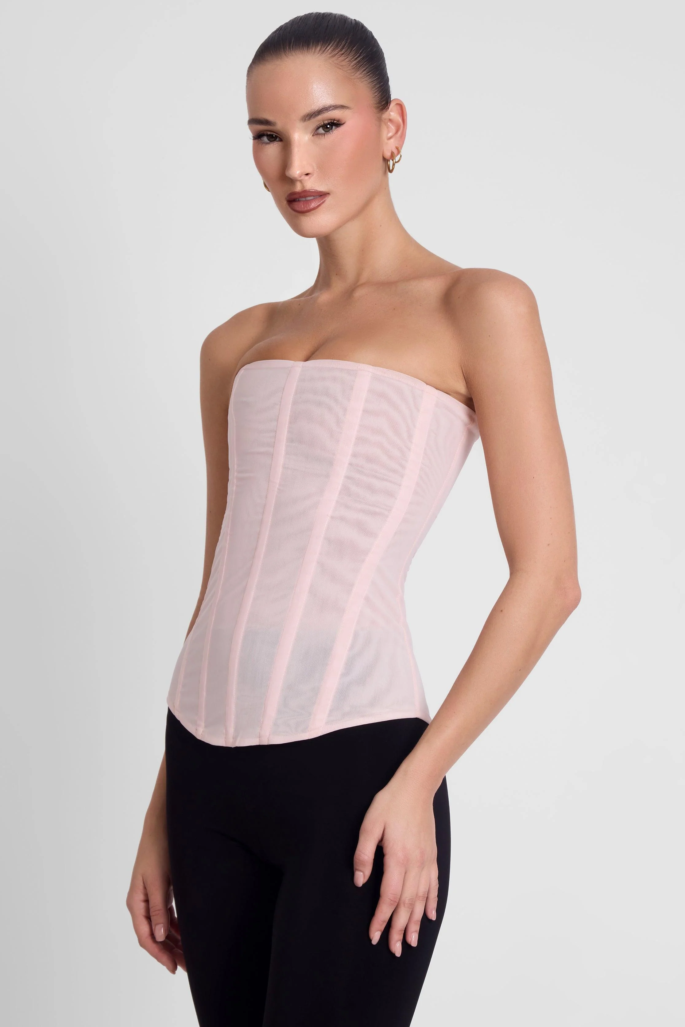 Muse Mesh Corset Top - Pink - Image 4