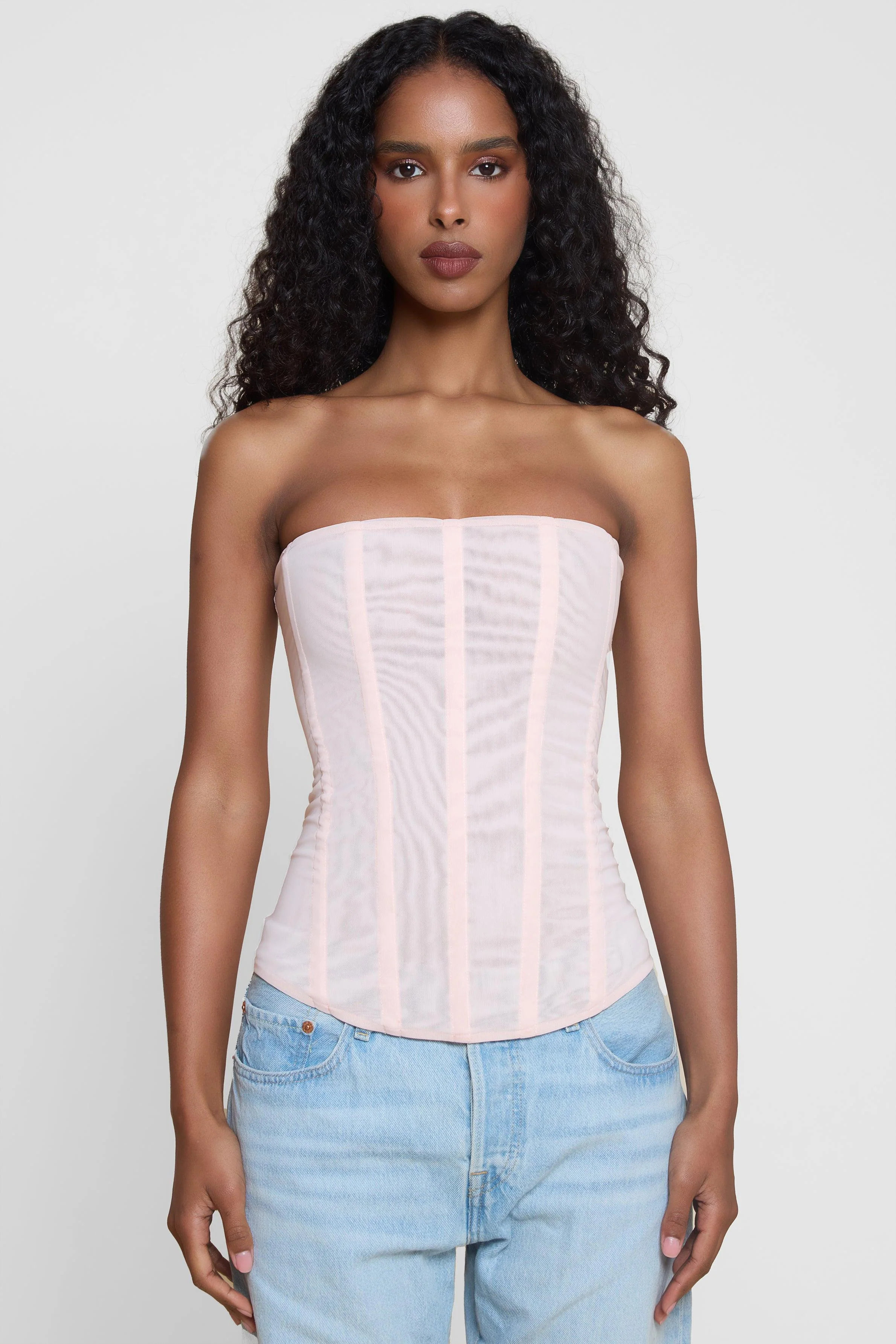 Muse Mesh Corset Top - Pink - Image 7