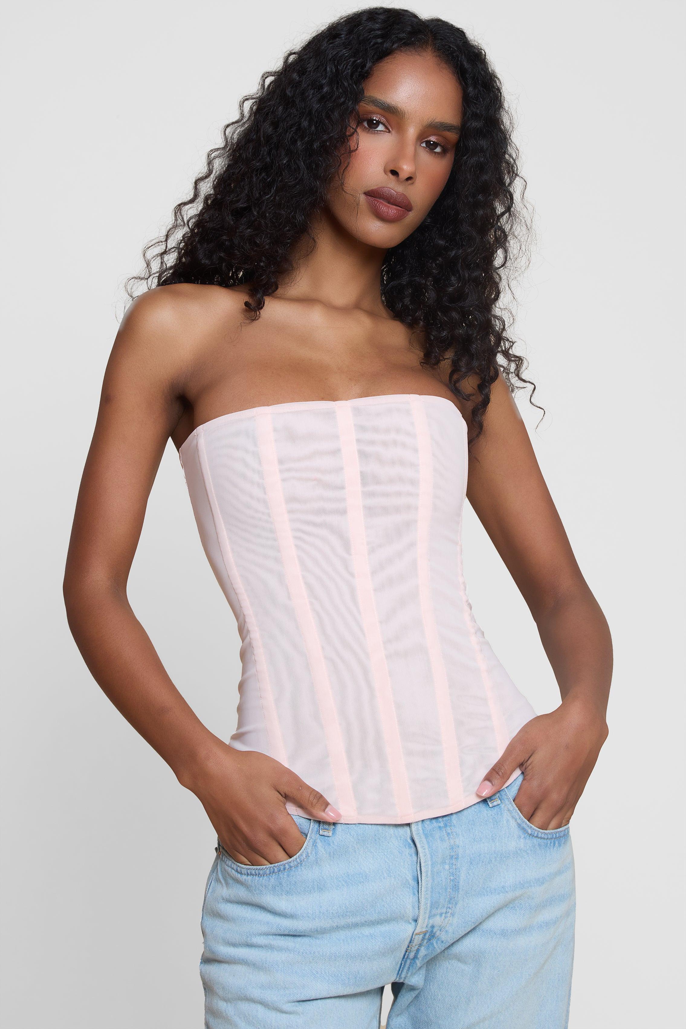 Muse Mesh Corset Top - Pink - Image 8