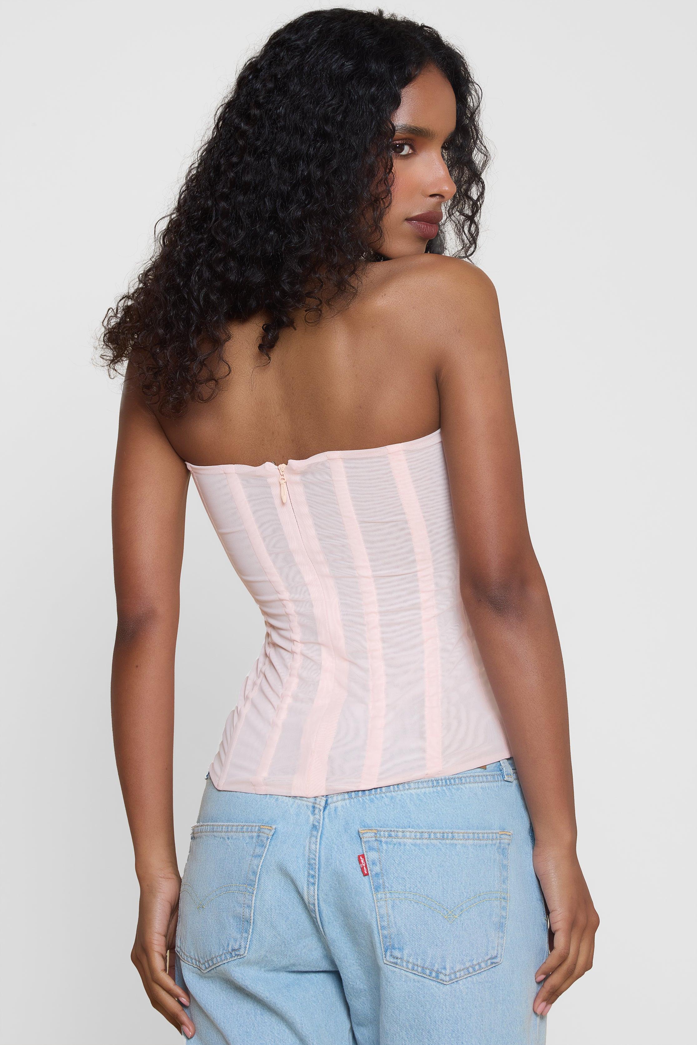Muse Mesh Corset Top - Pink - Image 9