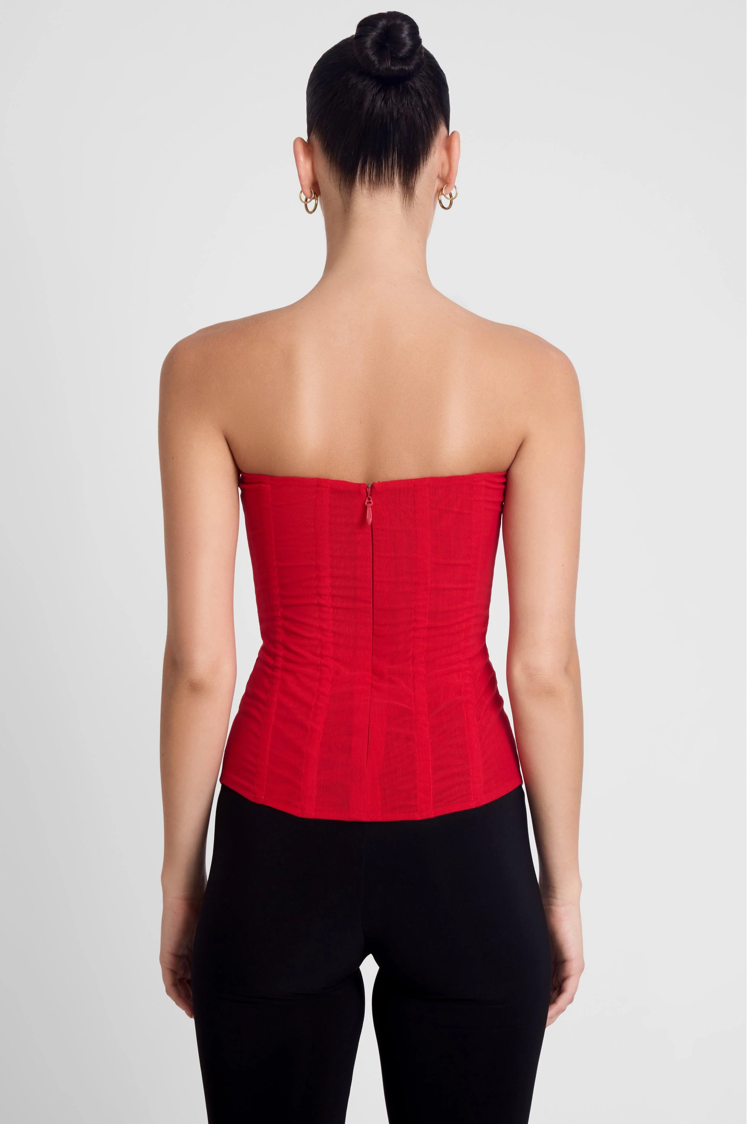 Muse Mesh Corset Top - Red - Image 6