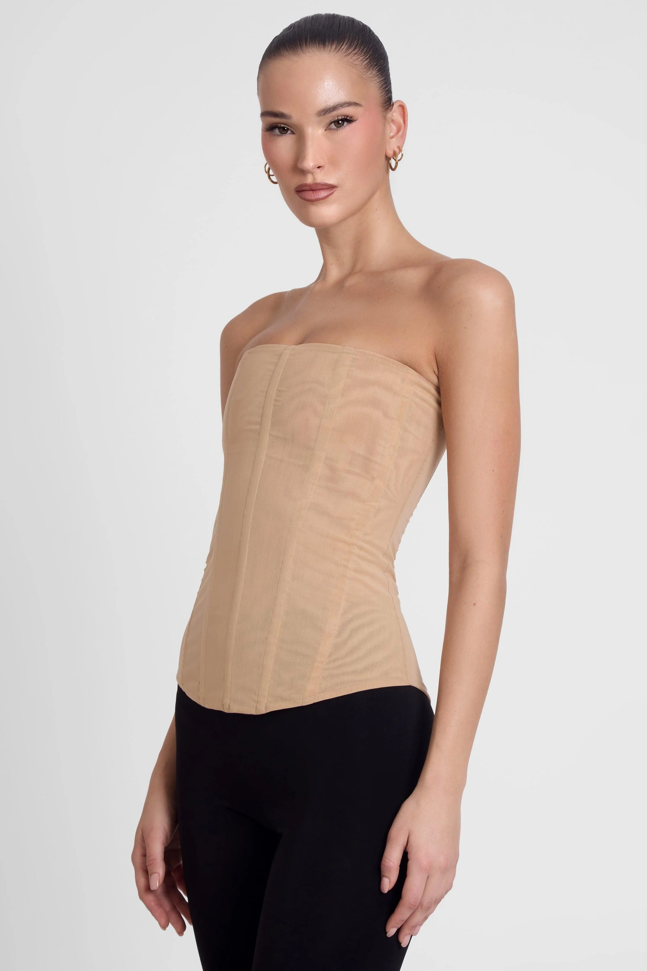 Muse Mesh Corset Top - Tan - Image 3