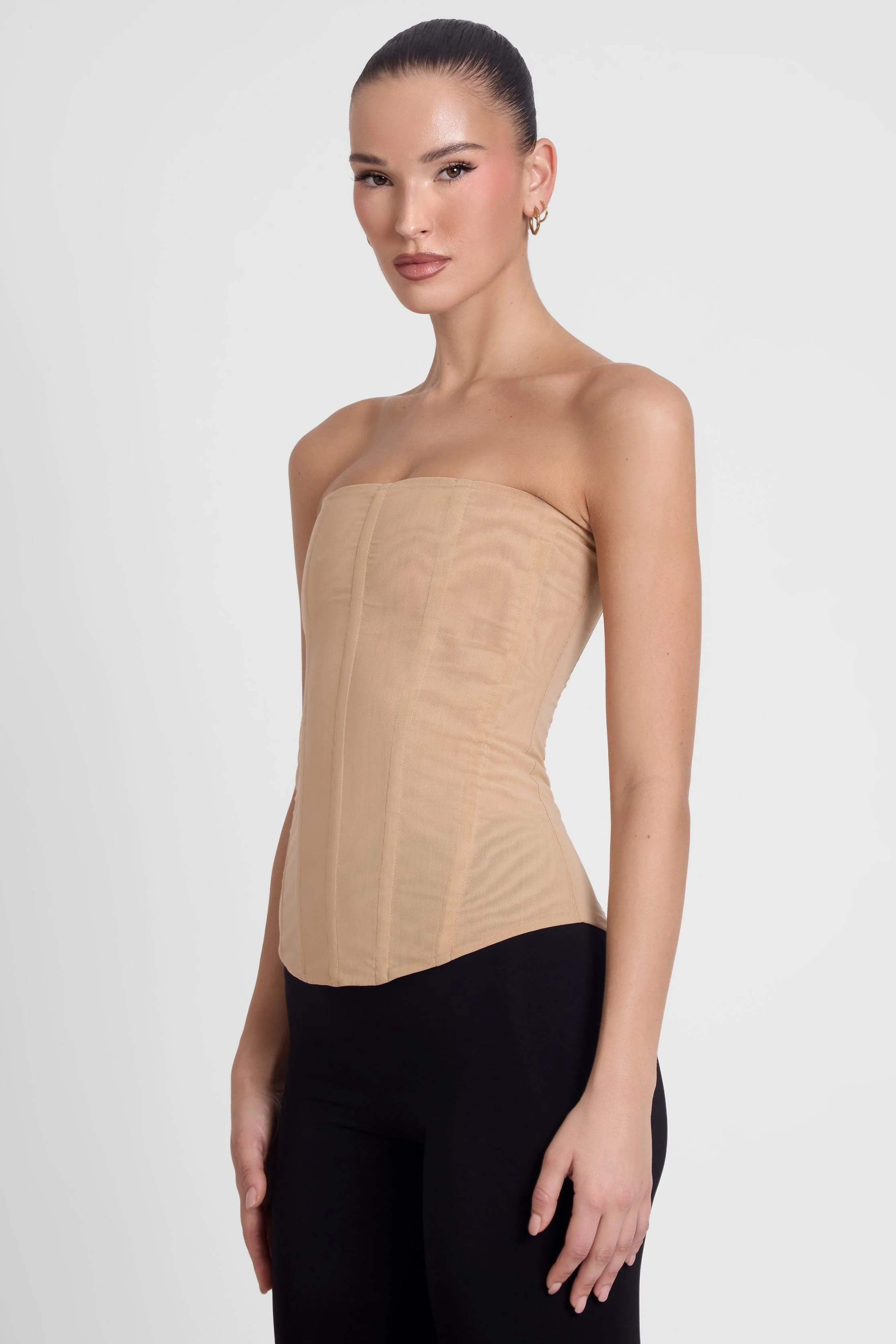 Muse Mesh Corset Top - Tan - Image 4