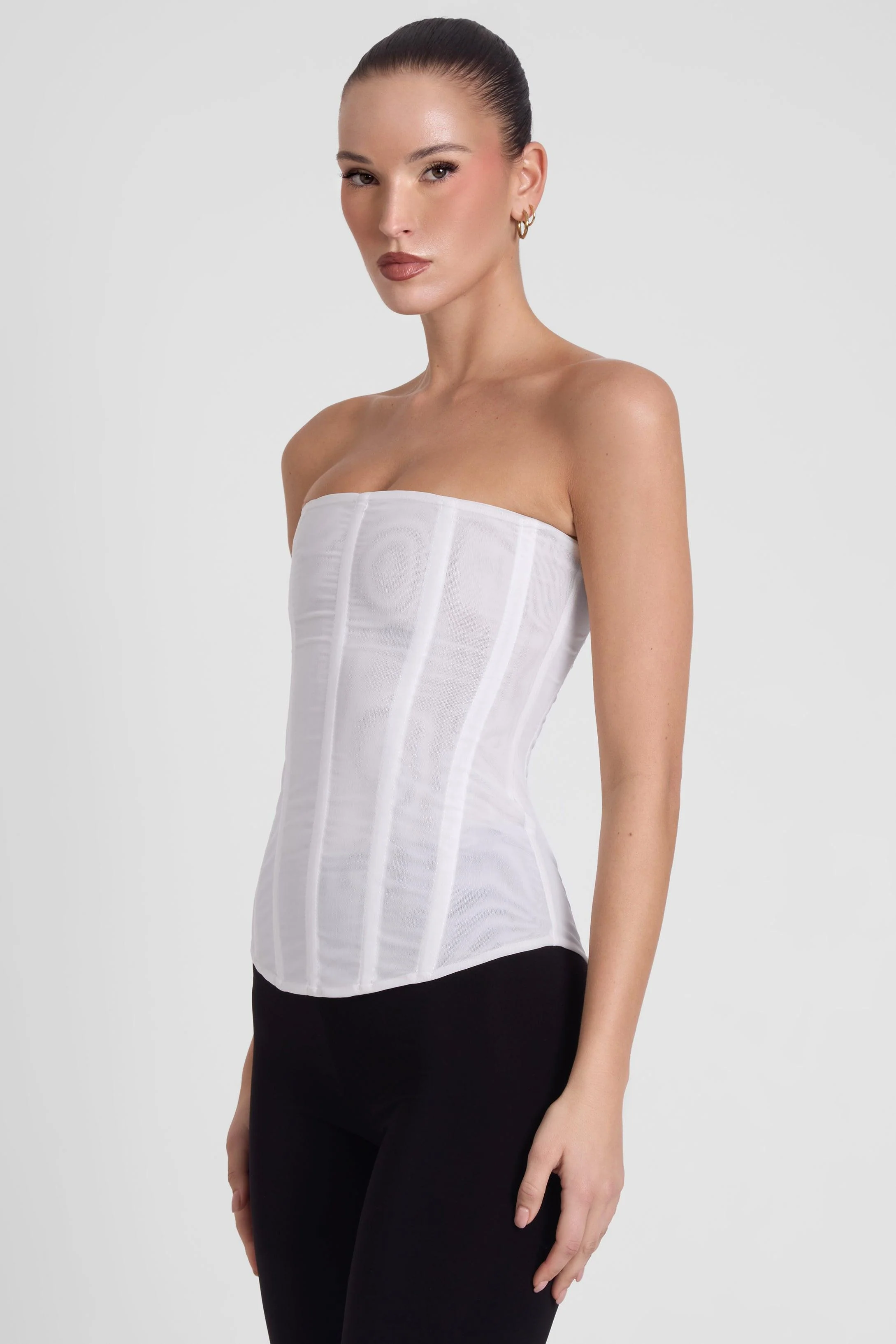 Muse Mesh Corset Top - White - Image 3
