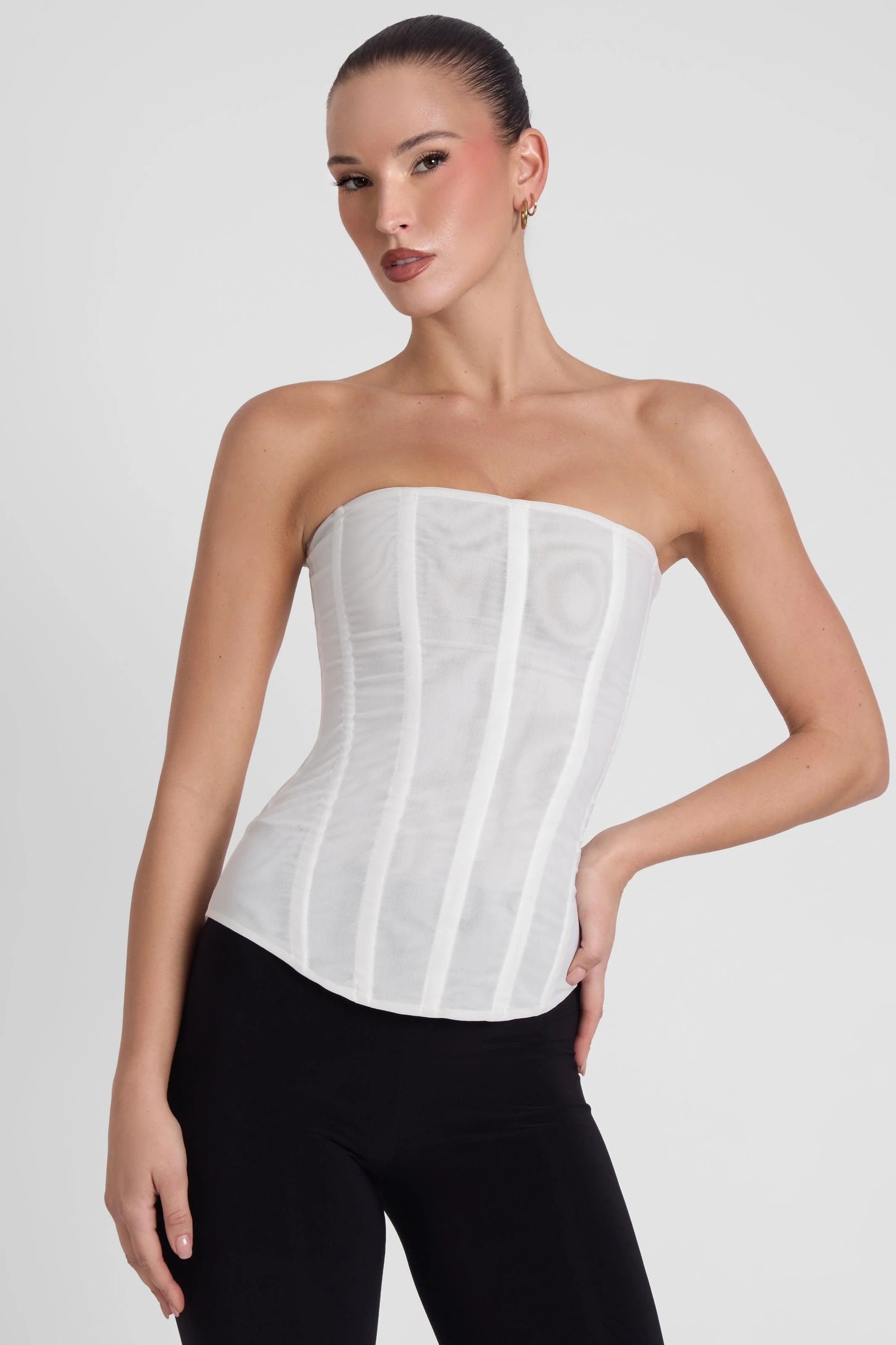 Muse Mesh Corset Top - White - Image 4