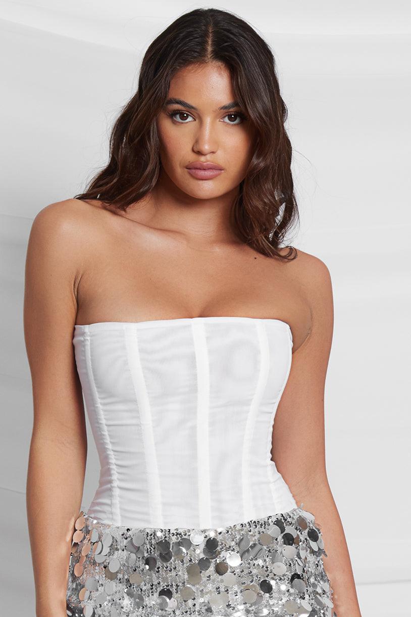 Muse Mesh Corset Top - White - Image 8