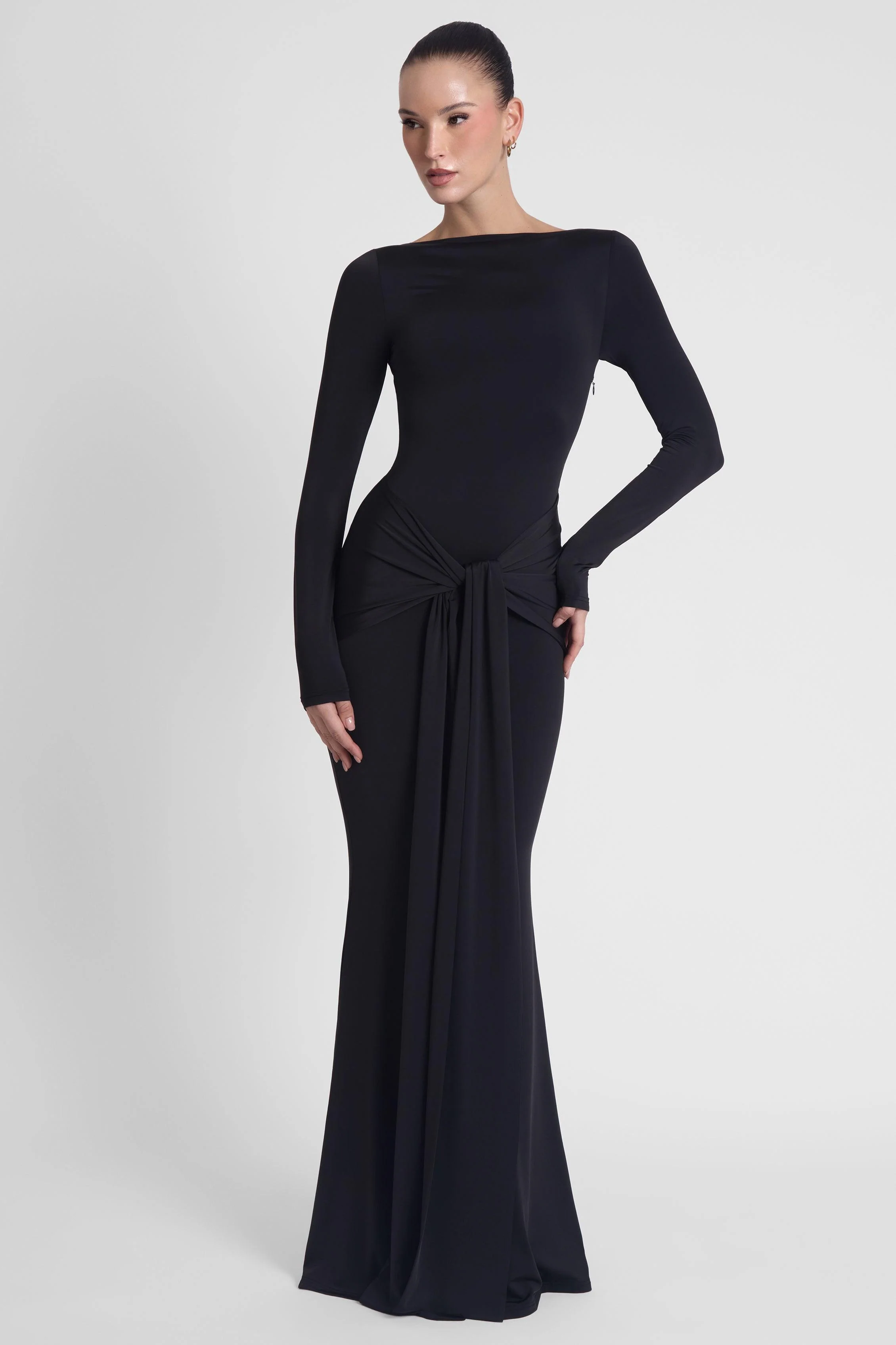 Oasis Knot Maxi Dress - Black - Image 3