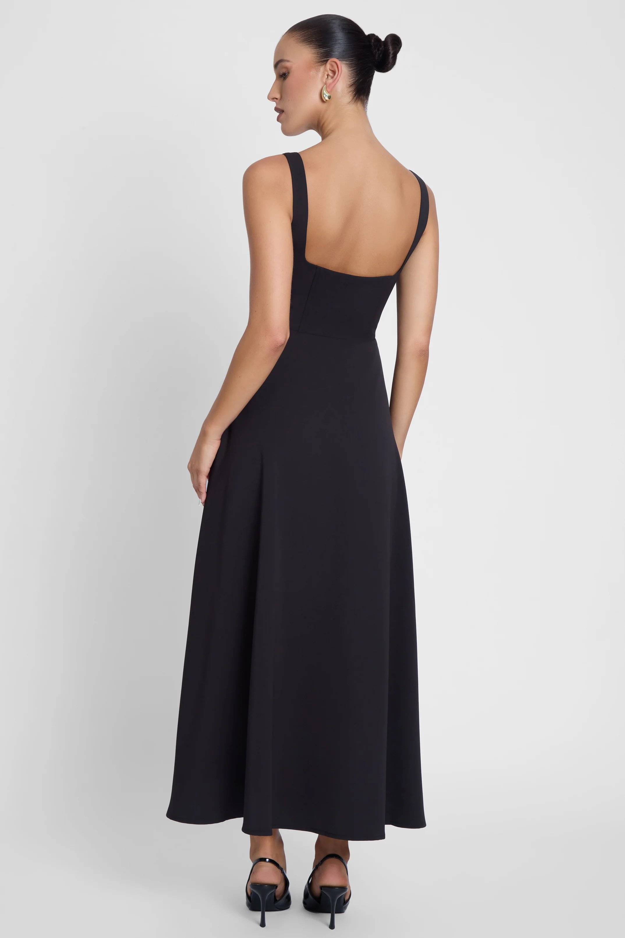 Serenity Square Neck Corset Midi Dress - Black - Image 7