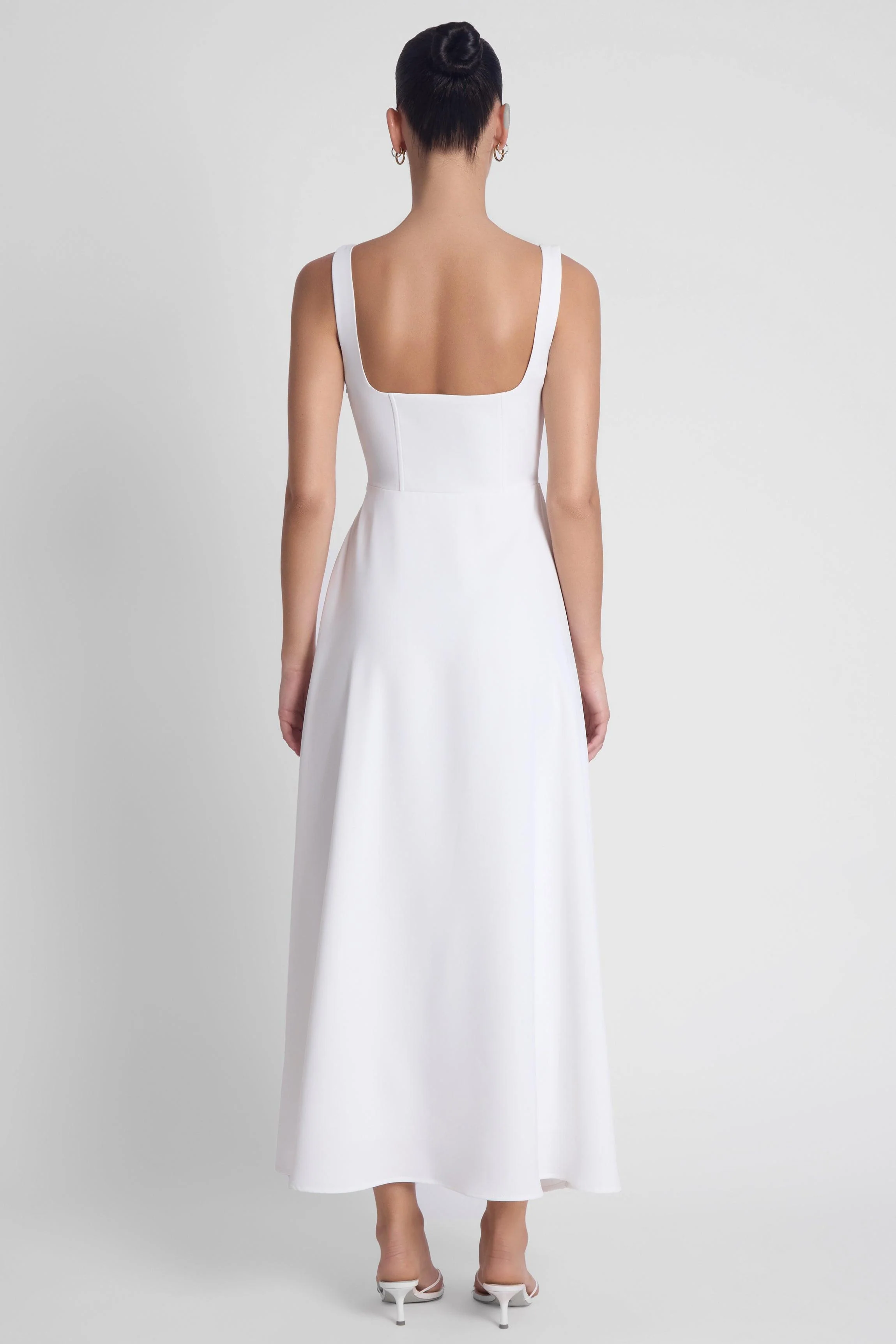 Serenity Square Neck Corset Midi Dress - White - Image 6