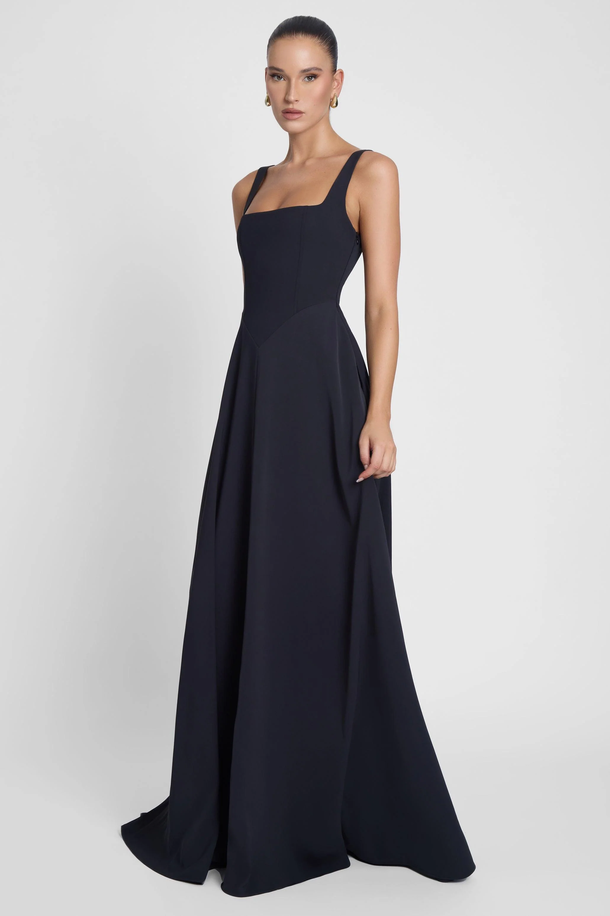 Siren Square Neck Corset Maxi Dress - Black - Image 3