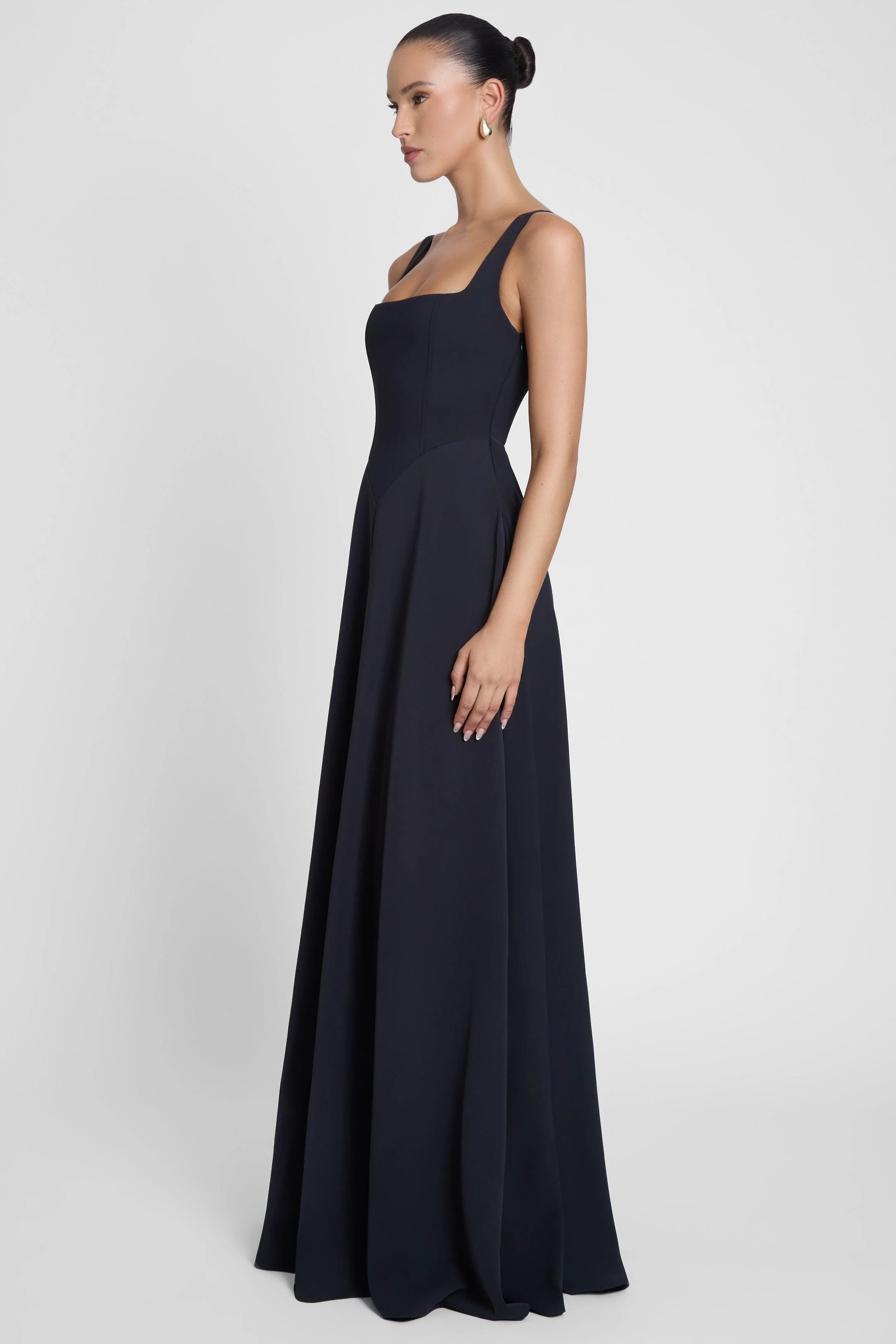 Siren Square Neck Corset Maxi Dress - Black - Image 5
