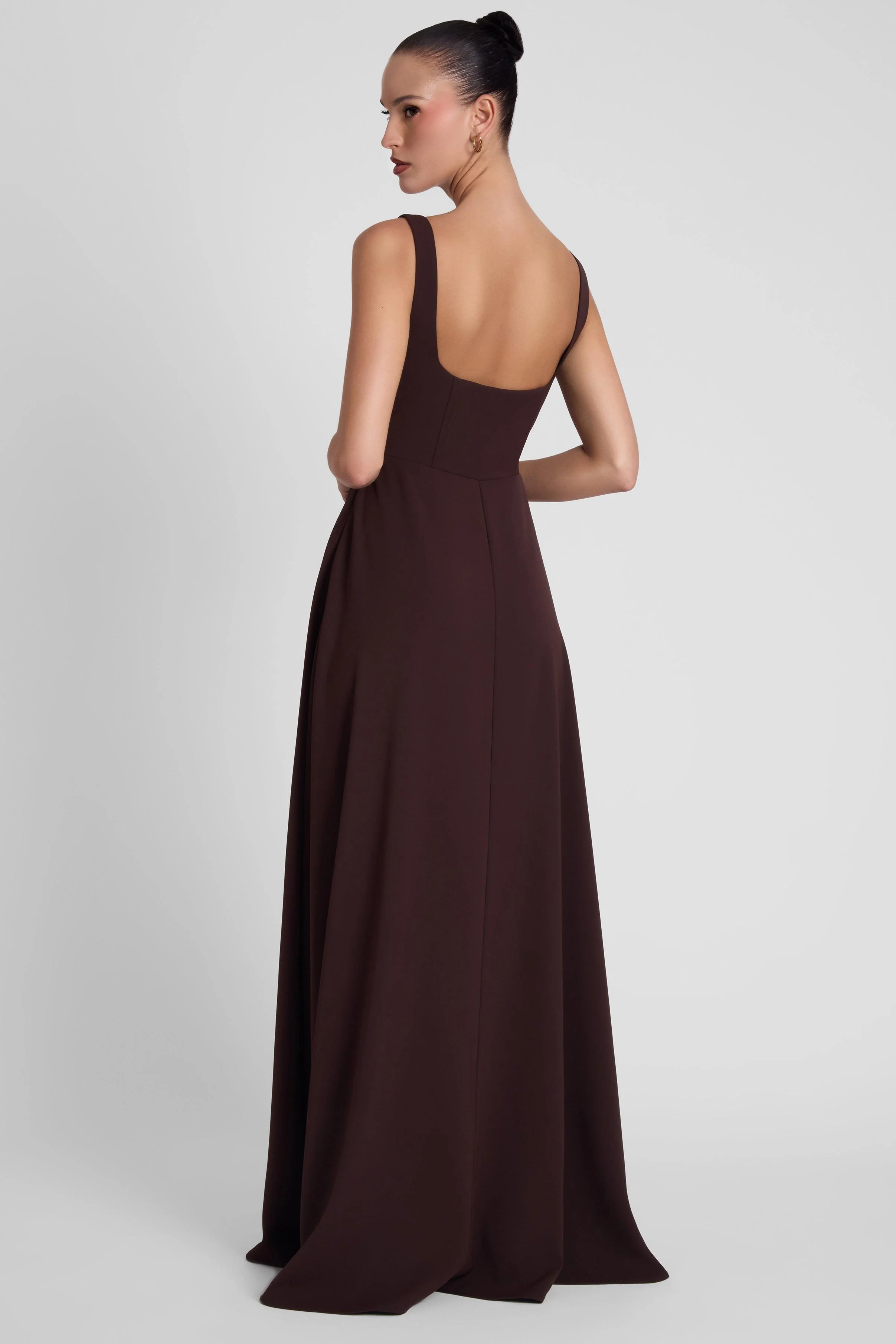 Siren Square Neck Corset Maxi Dress - Chocolate Brown - Image 6