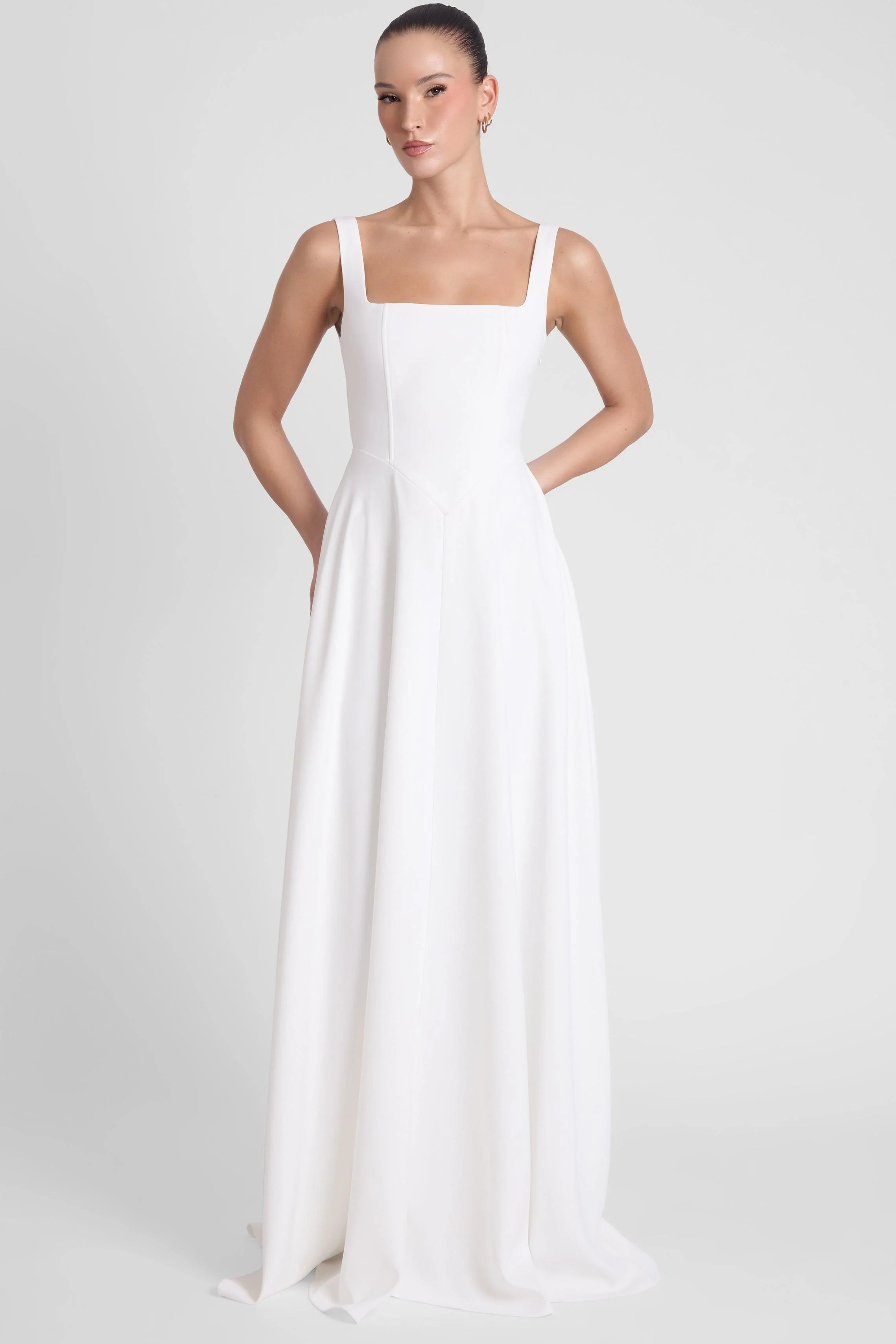Siren Square Neck Corset Maxi Dress - White - Image 3