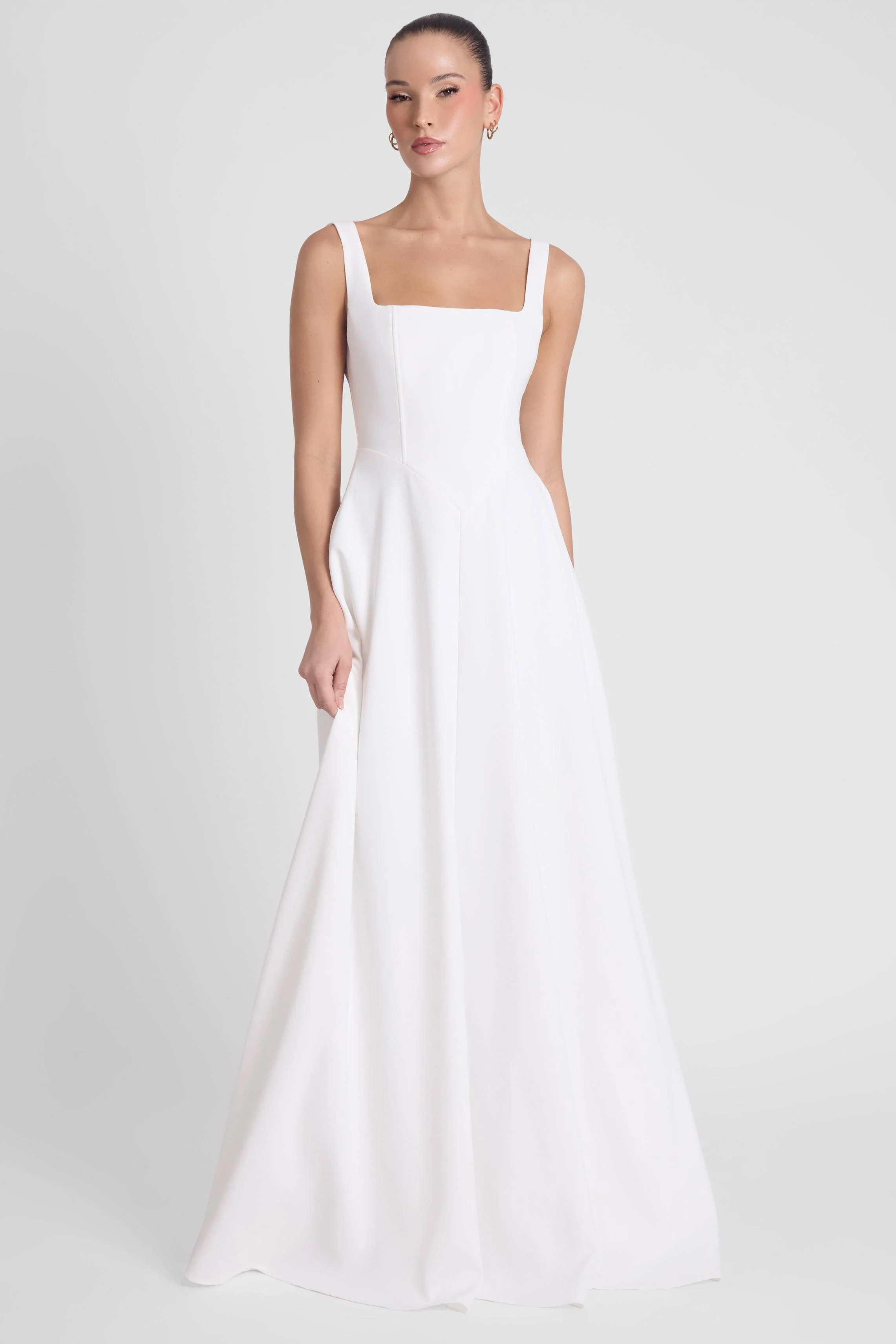 Siren Square Neck Corset Maxi Dress - White - Image 4