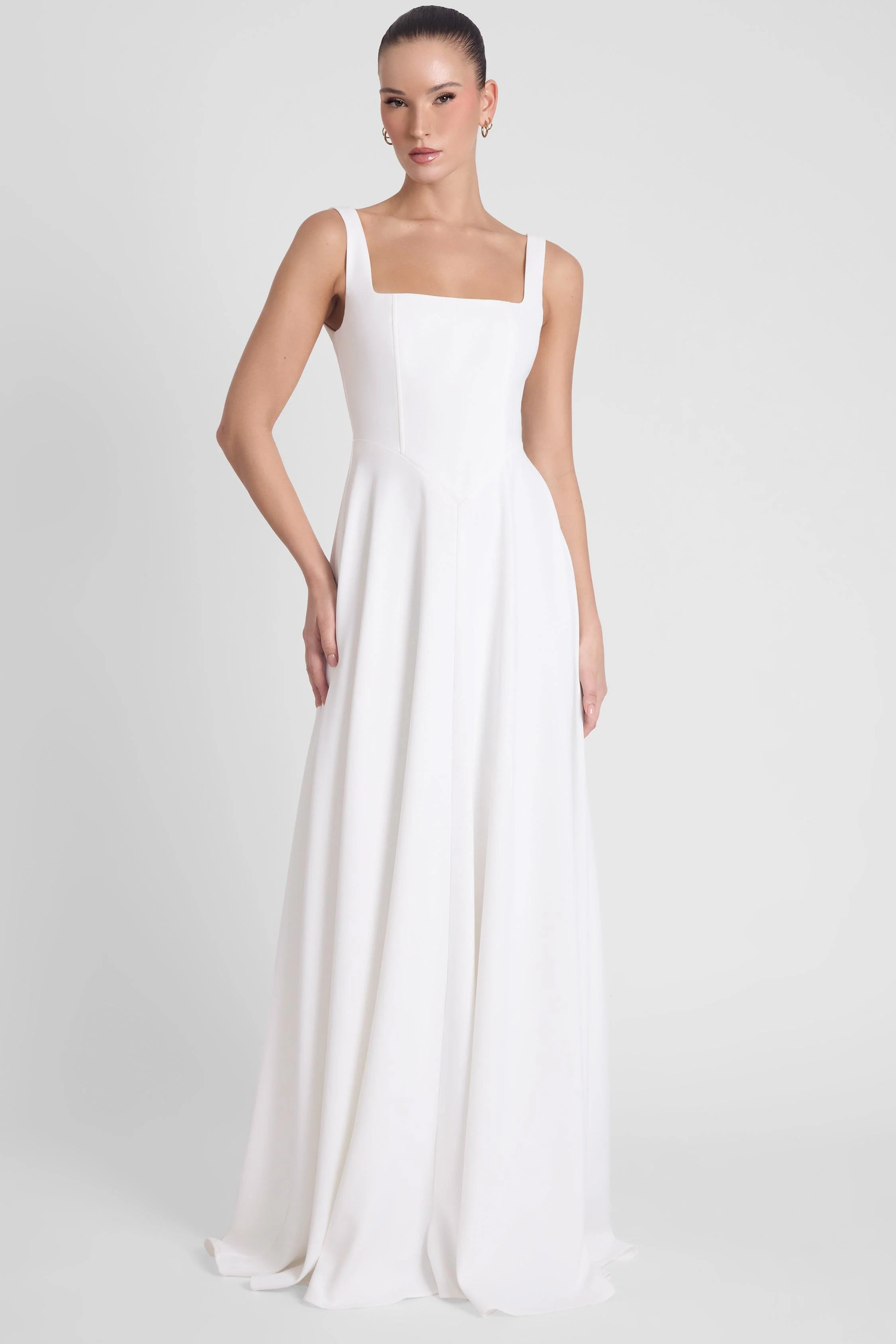 Siren Square Neck Corset Maxi Dress - White - Image 5