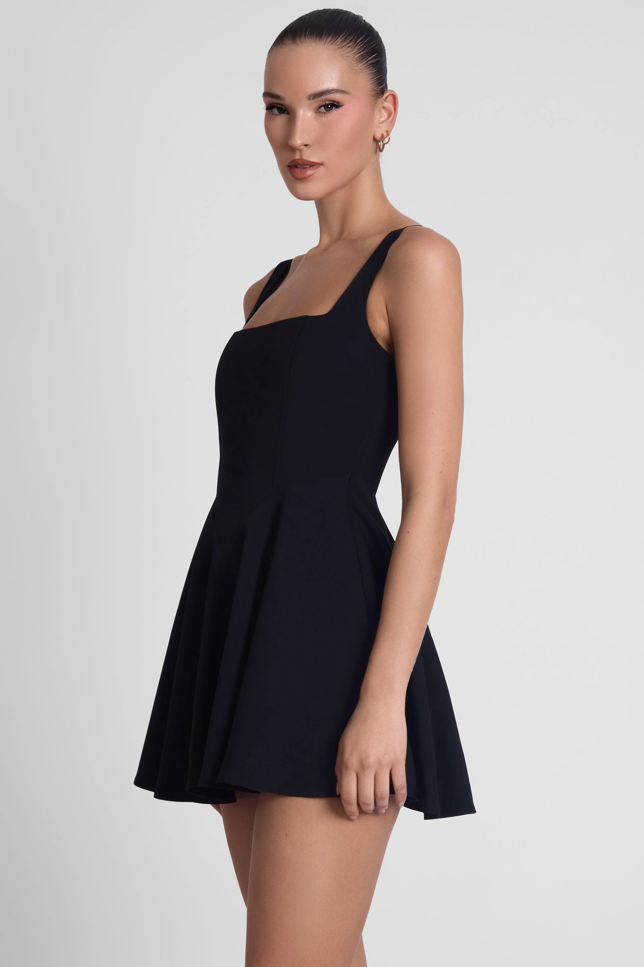 Sloane Square Neck Corset Mini Dress - Black - Image 4