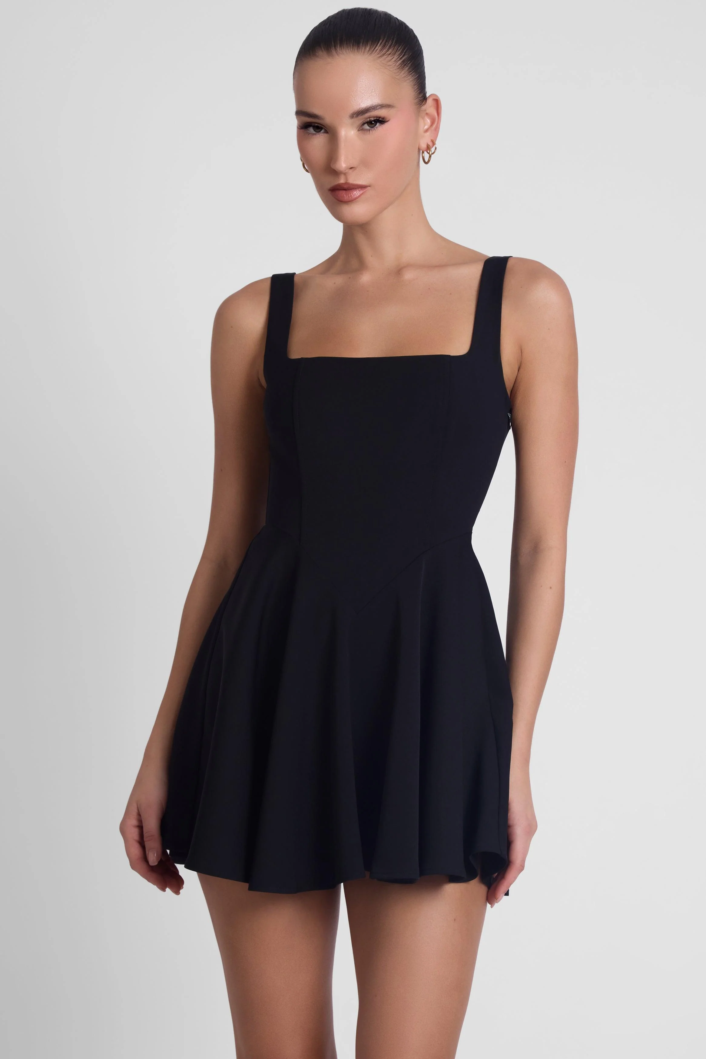 Sloane Square Neck Corset Mini Dress - Black - Image 5