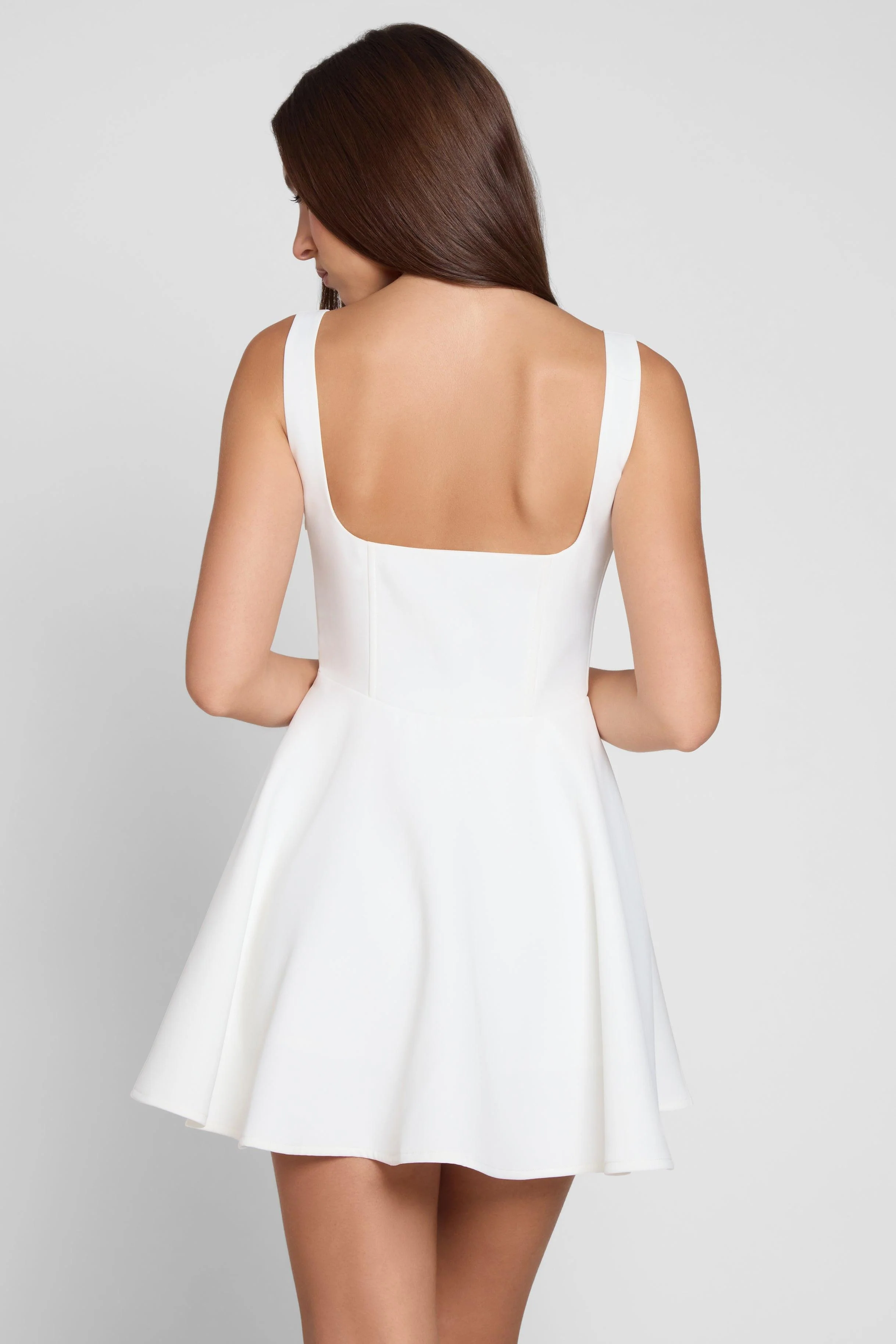 Sloane Square Neck Corset Mini Dress - White - Image 11