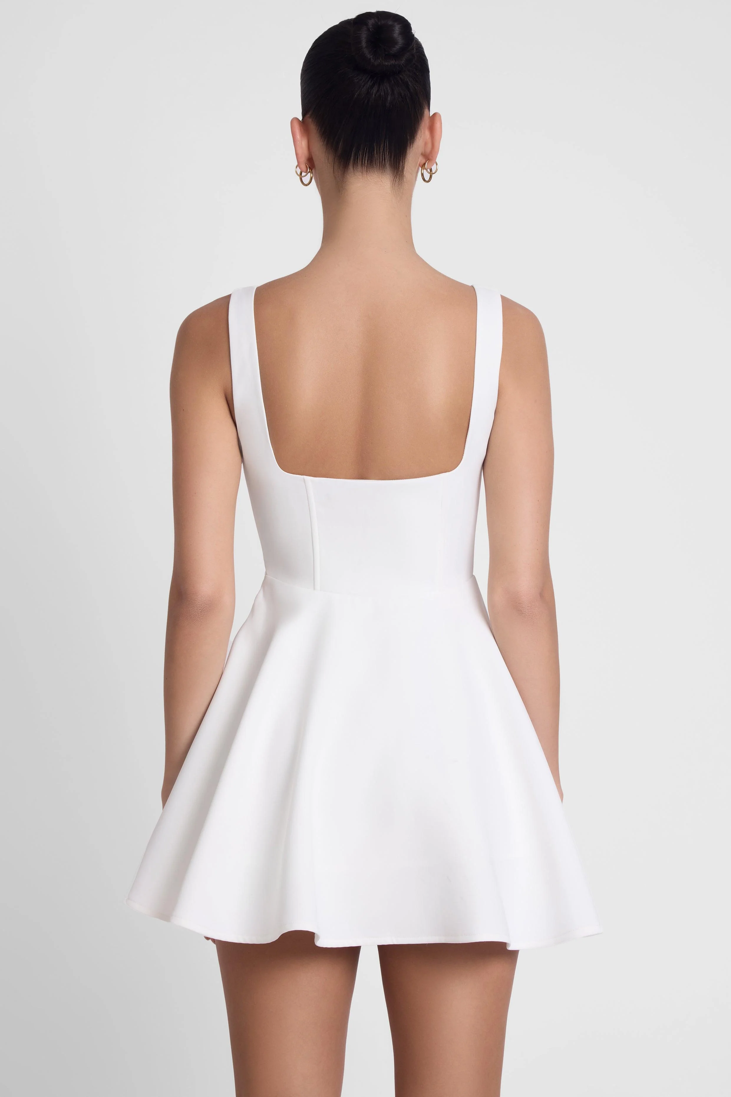 Sloane Square Neck Corset Mini Dress - White - Image 5