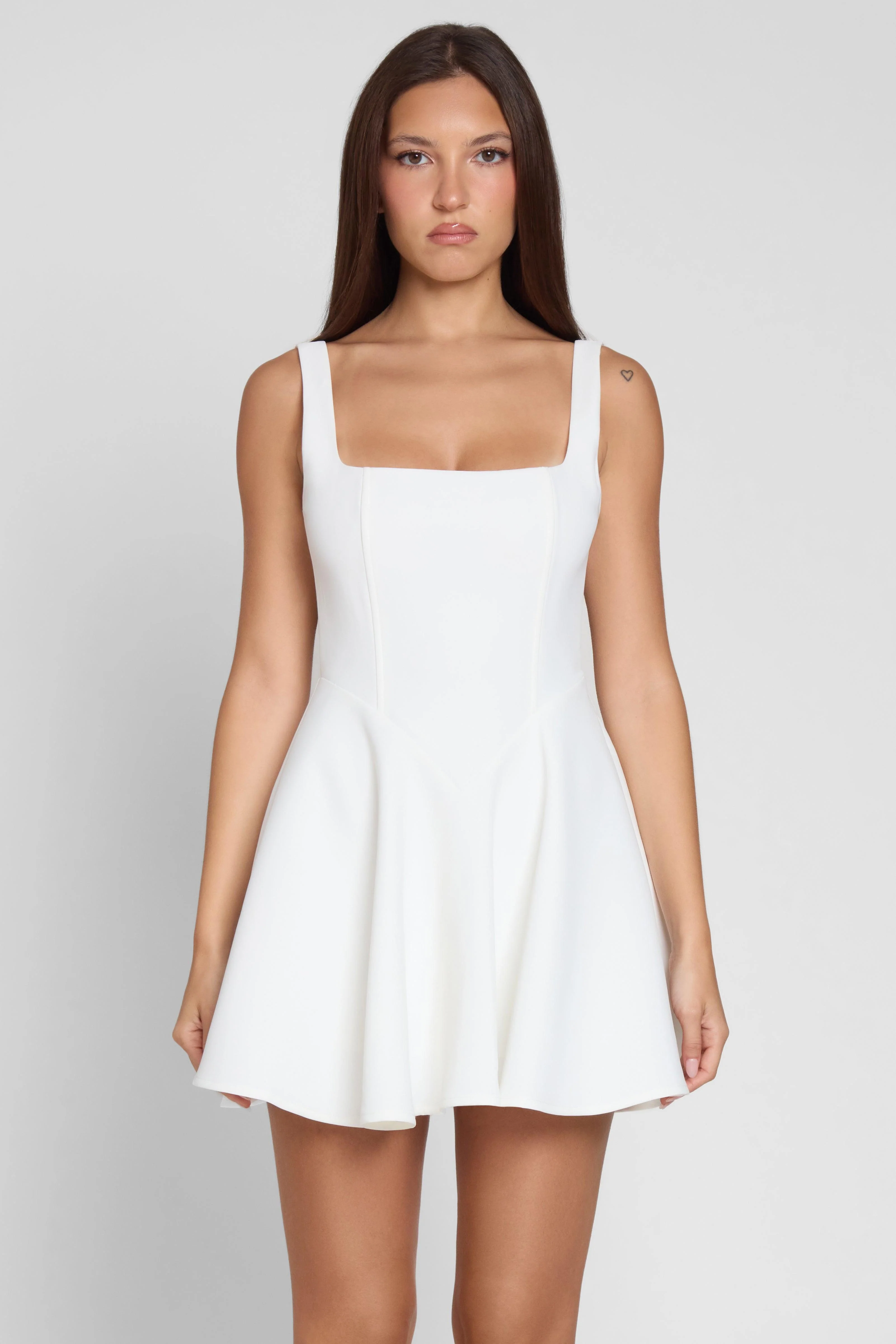 Sloane Square Neck Corset Mini Dress - White - Image 6