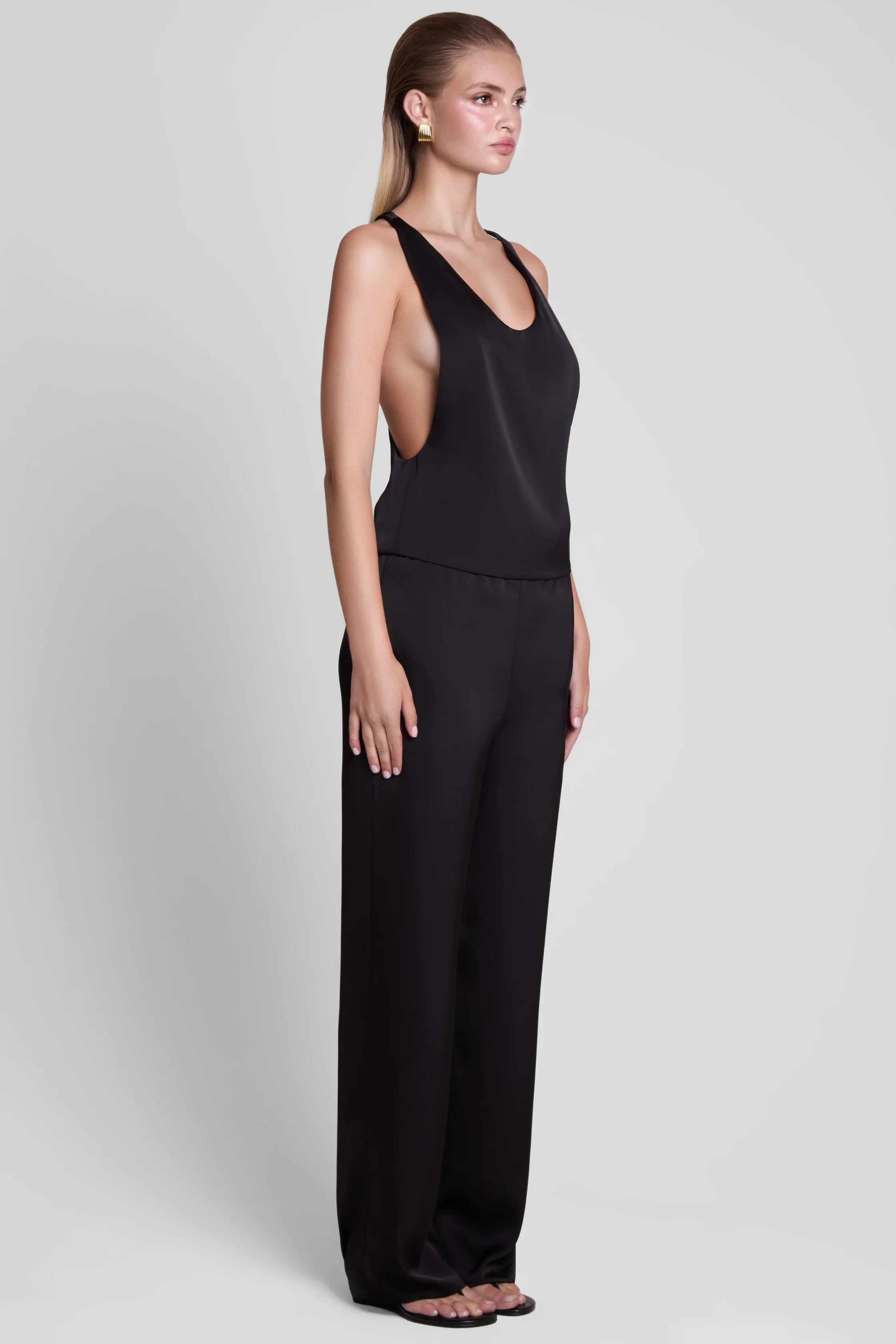 Soho Satin Straight Leg Pants - Black - Image 3