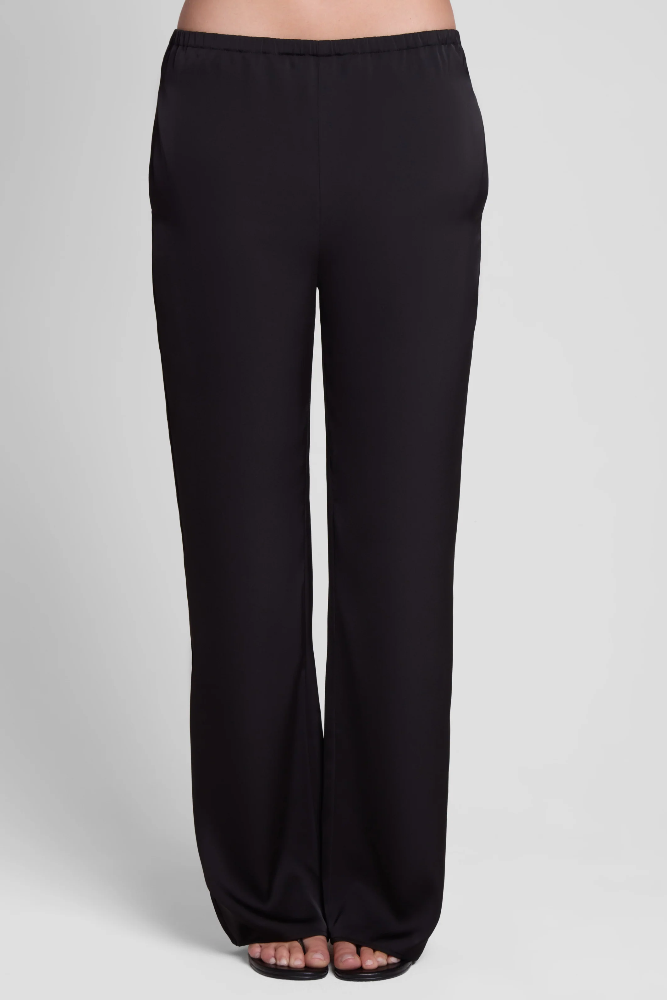 Soho Satin Straight Leg Pants - Black - Image 4