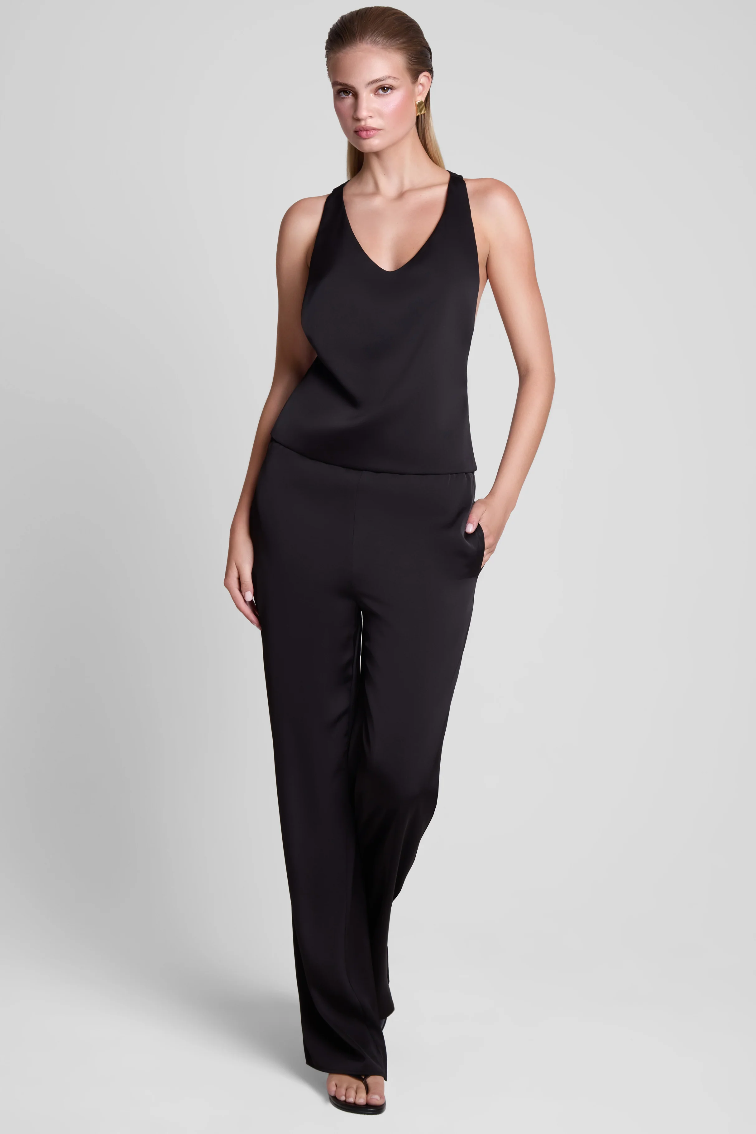 Soho Satin Straight Leg Pants - Black - Image 5