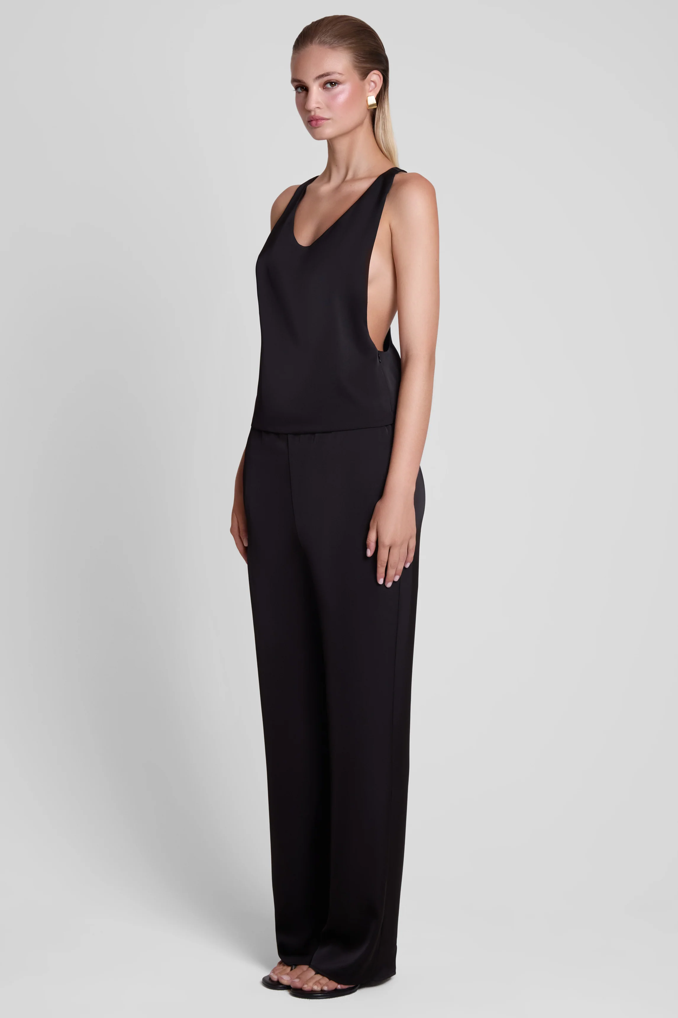 Soho Satin Straight Leg Pants - Black - Image 6