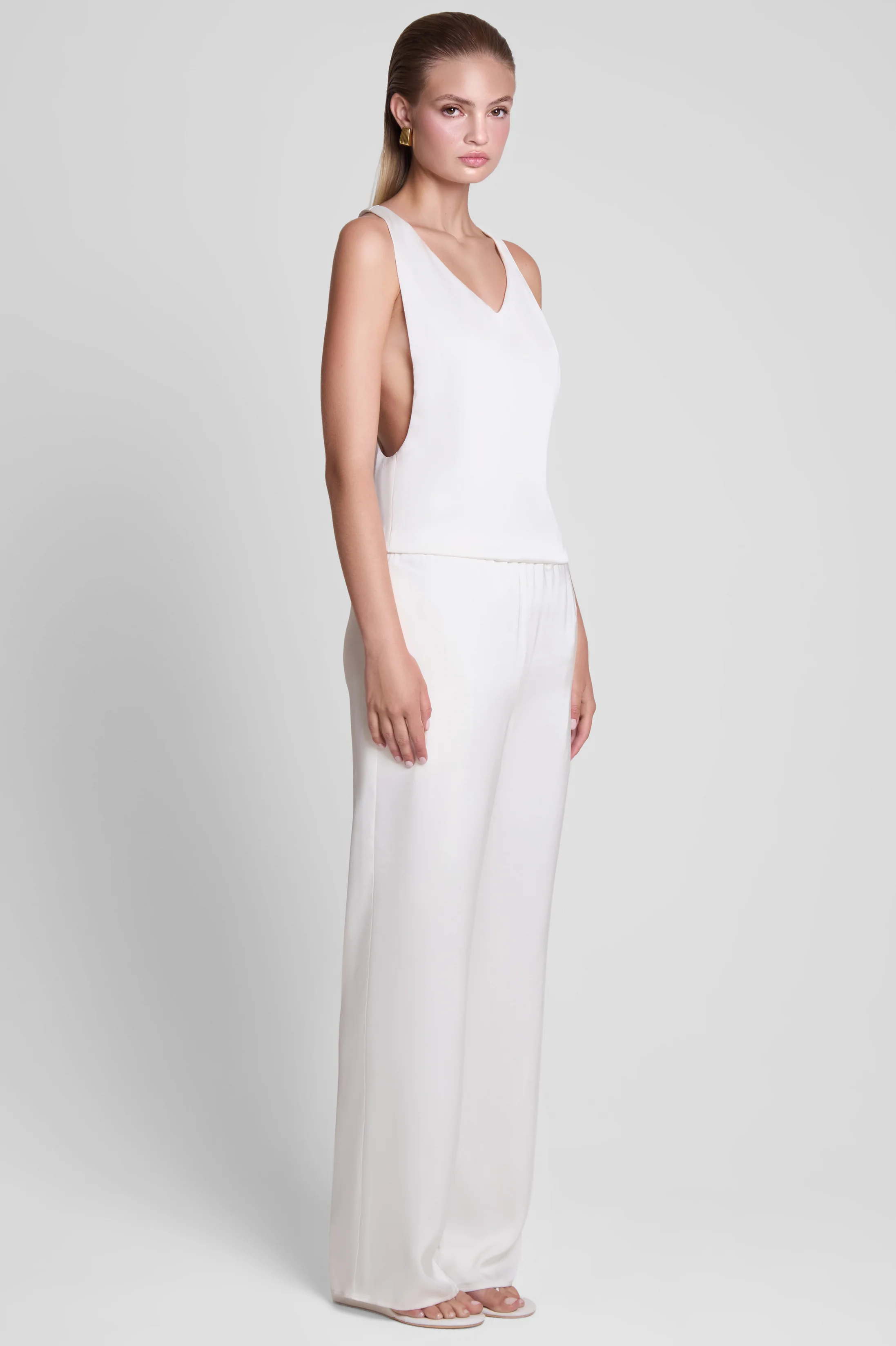 Soho Satin Straight Leg Pants - White - Image 4