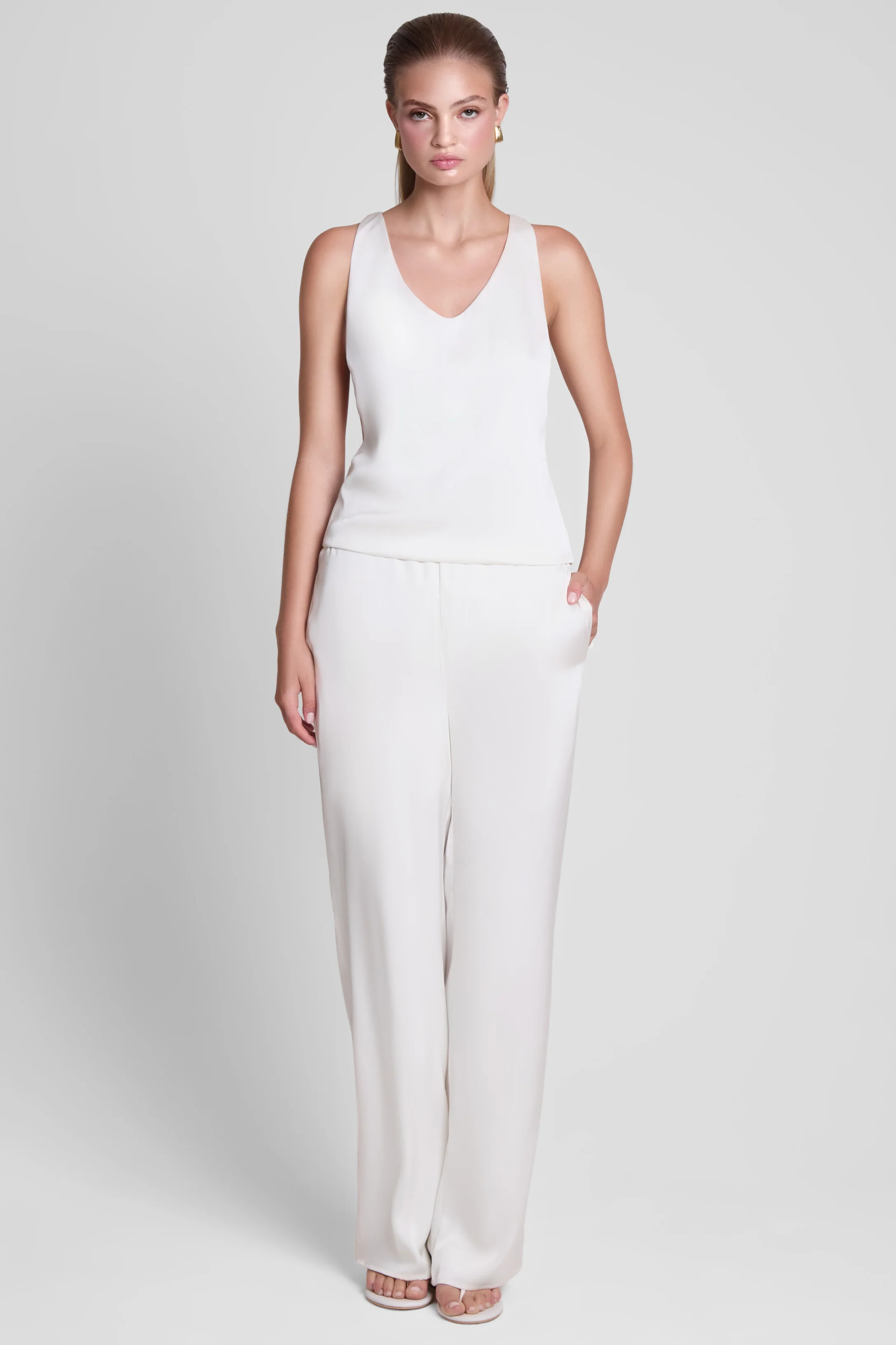 Soho Satin Straight Leg Pants - White - Image 6