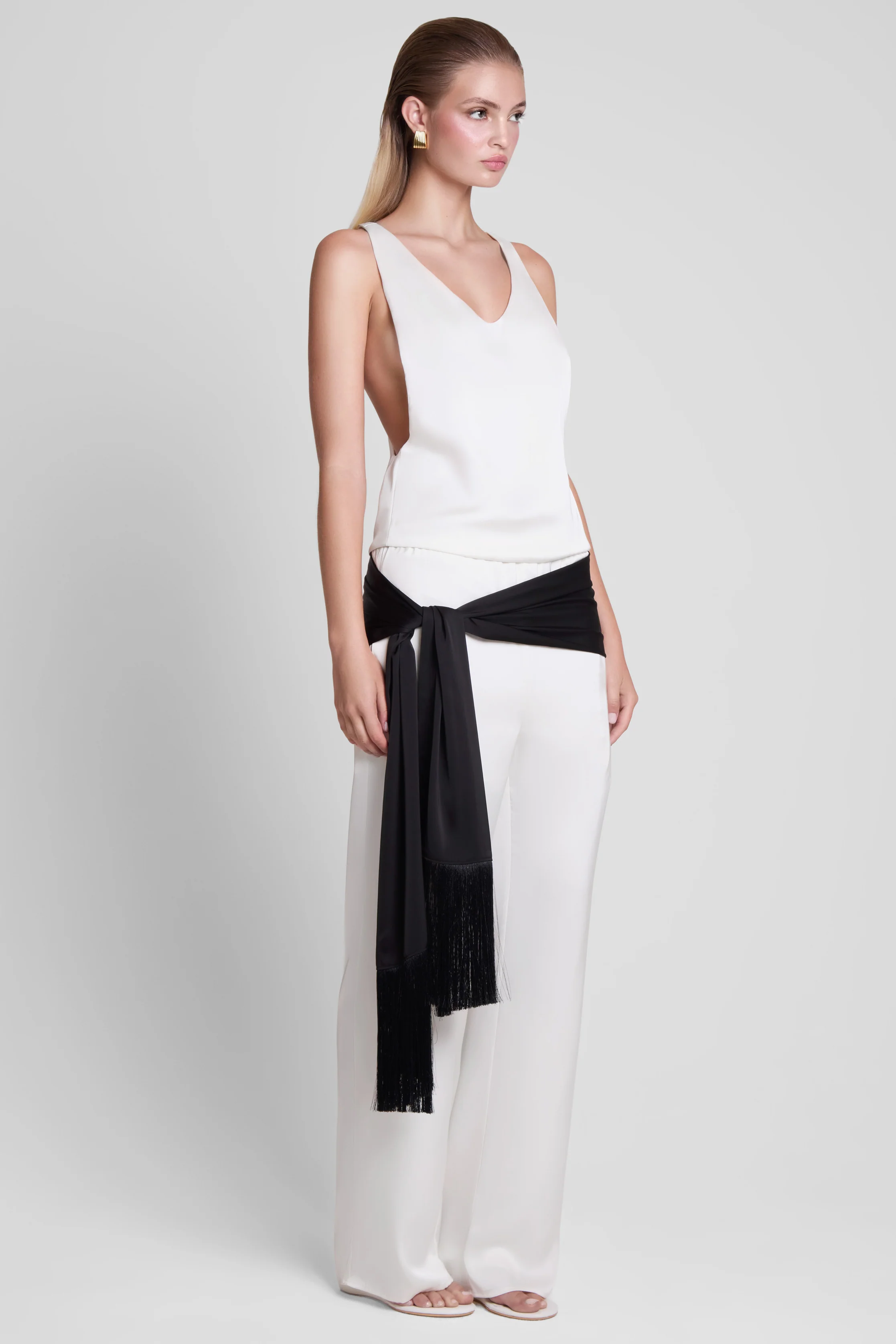 Soho Satin Straight Leg Pants - White - Image 9