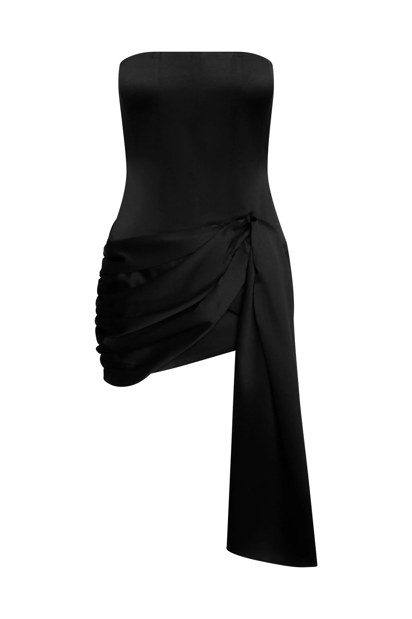 Solara Satin Corset Dress - Black - Image 10