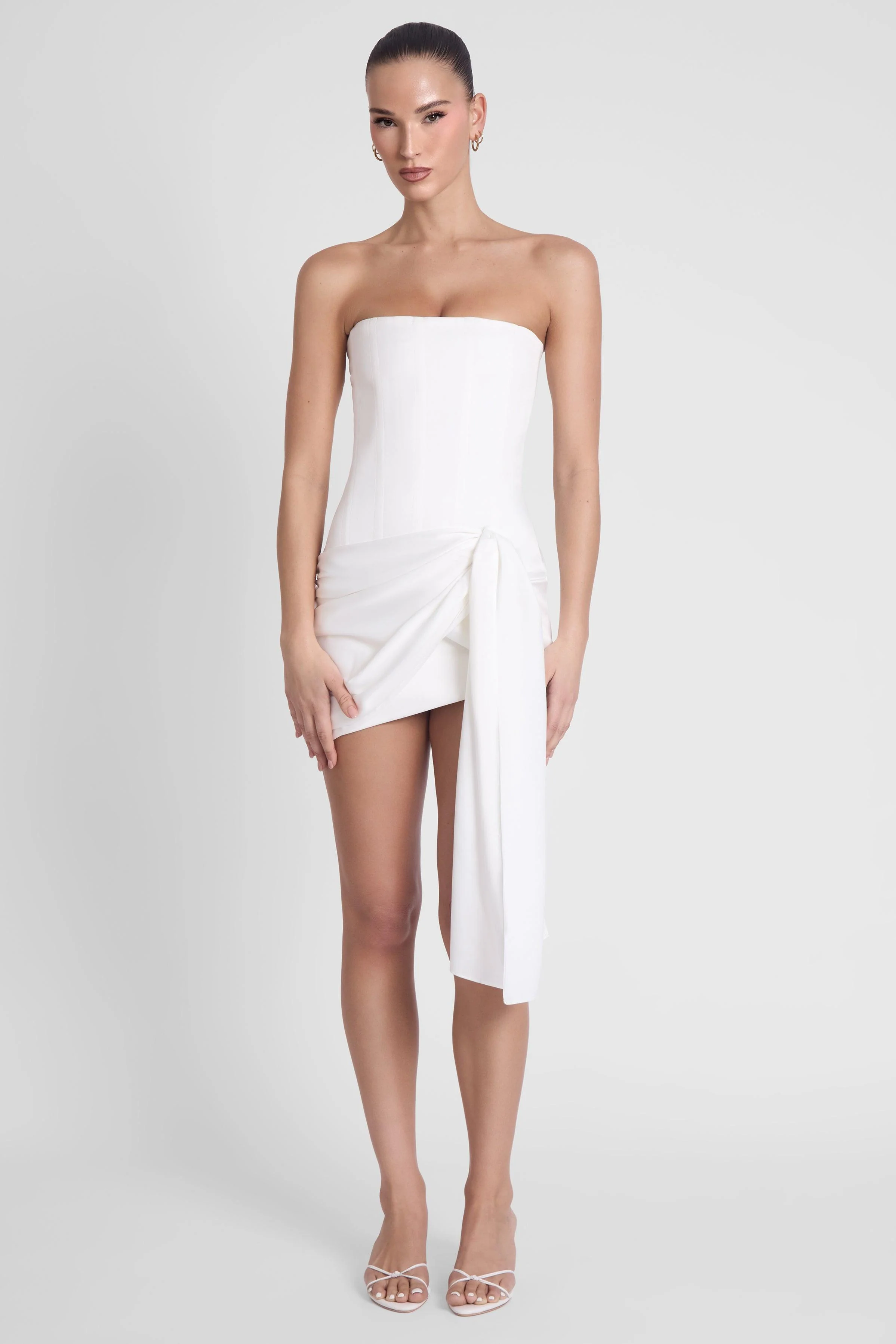 Solara Satin Corset Dress - White - Image 3