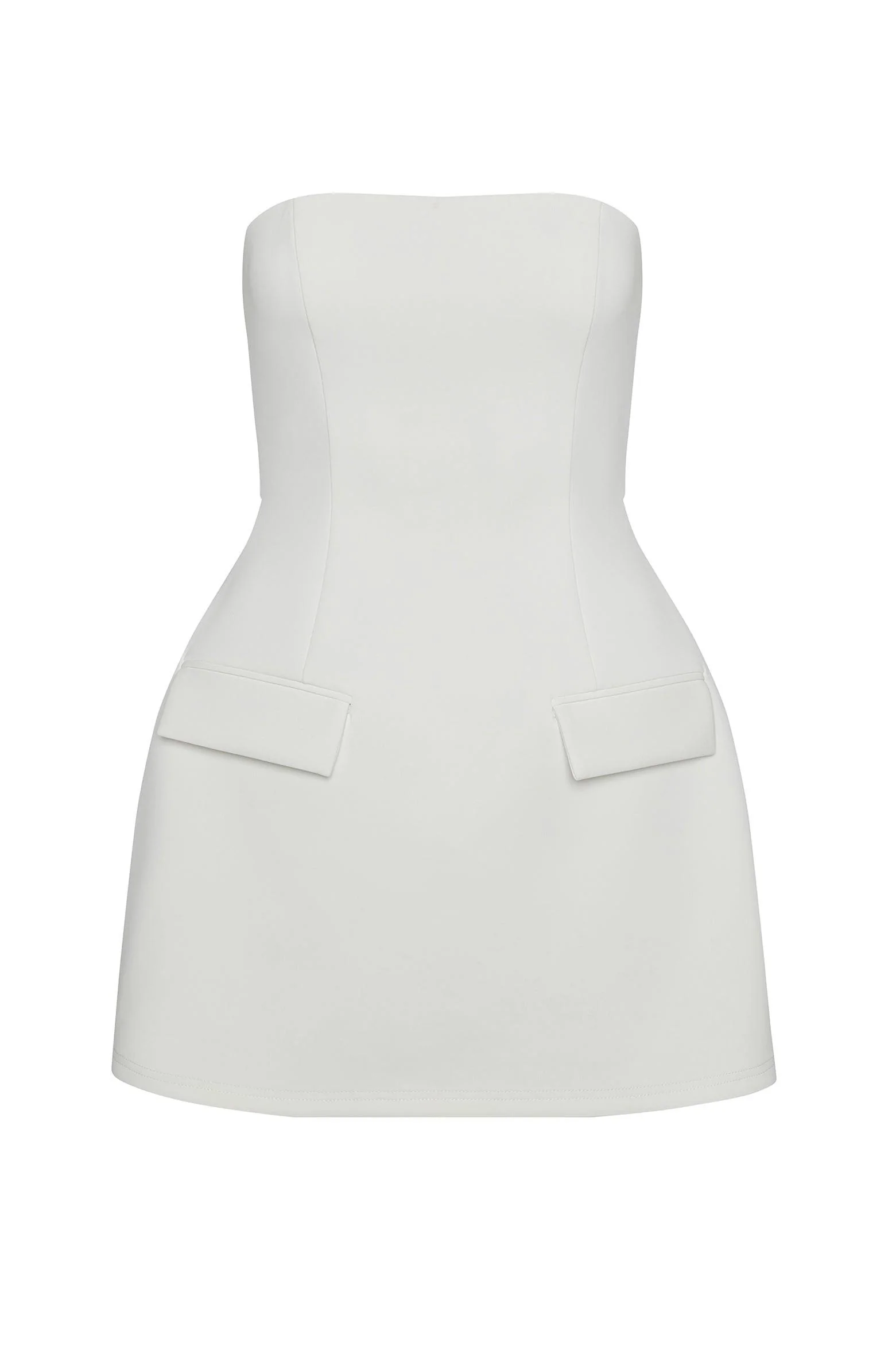 Solene Strapless Pocket Mini Dress - White - Image 7