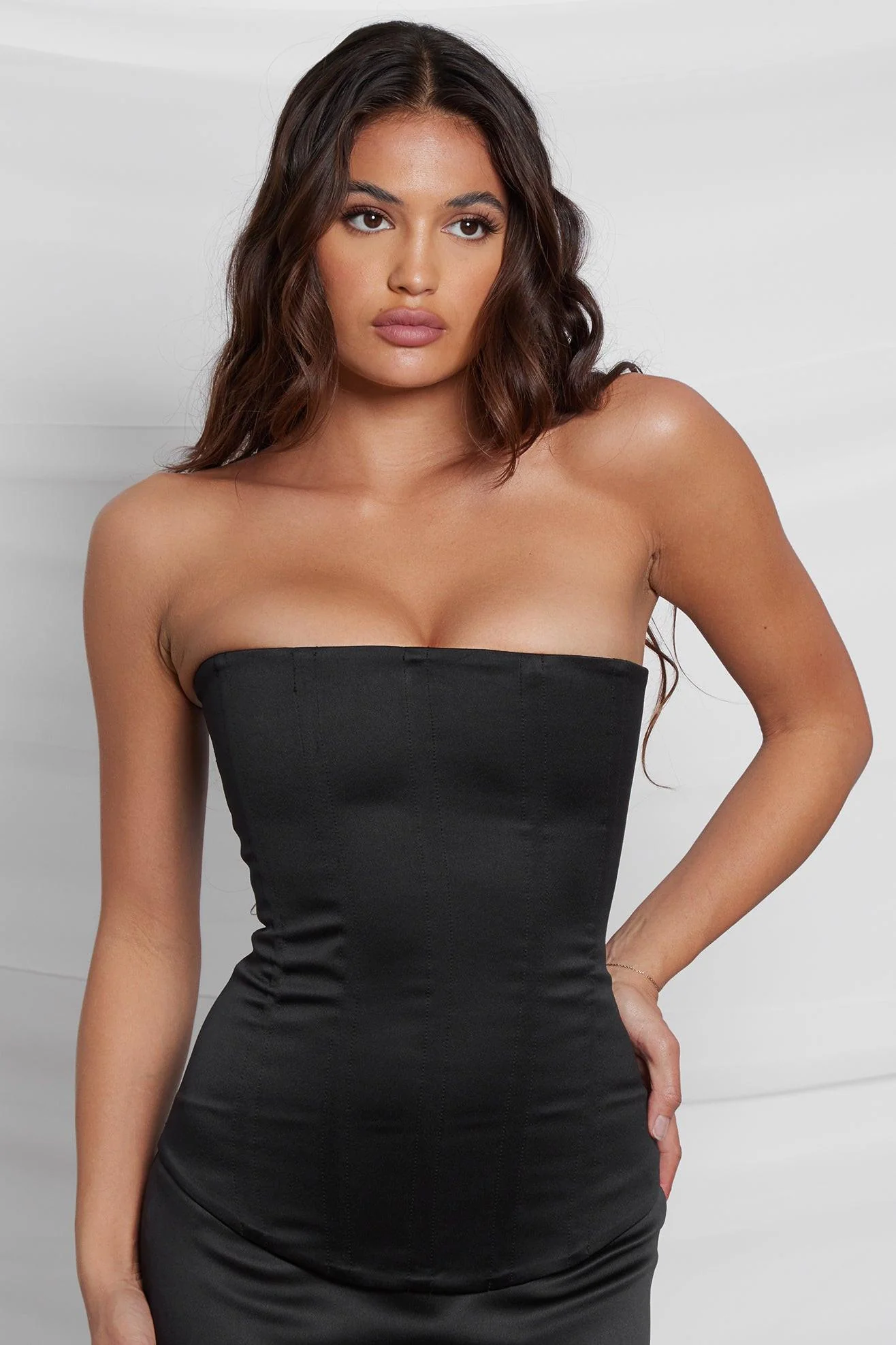Sphynx Satin Corset Top - Black - Image 5