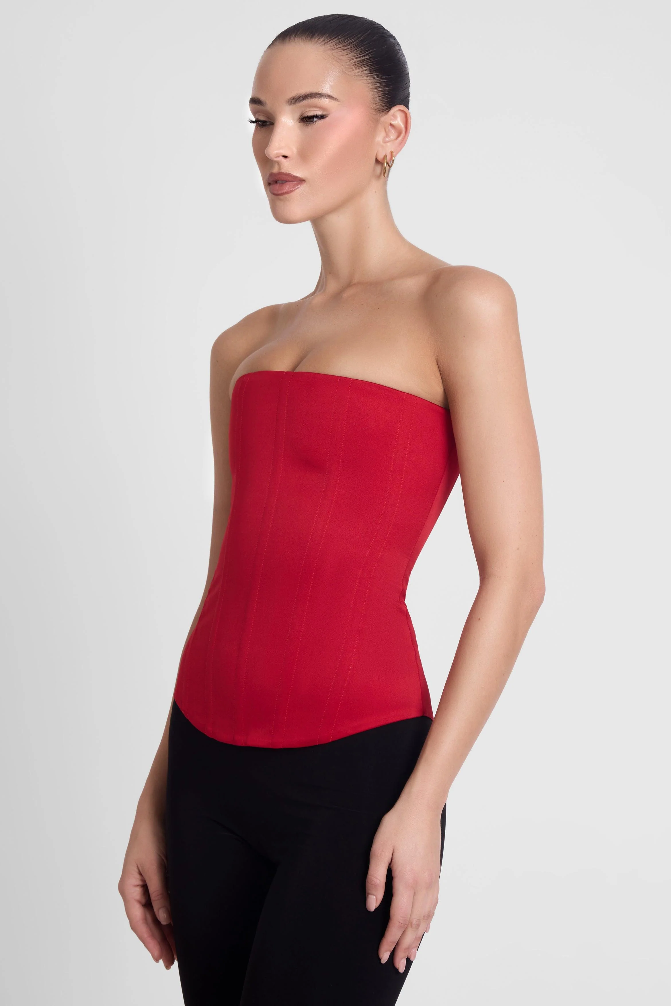 Sphynx Satin Corset Top - Red - Image 3
