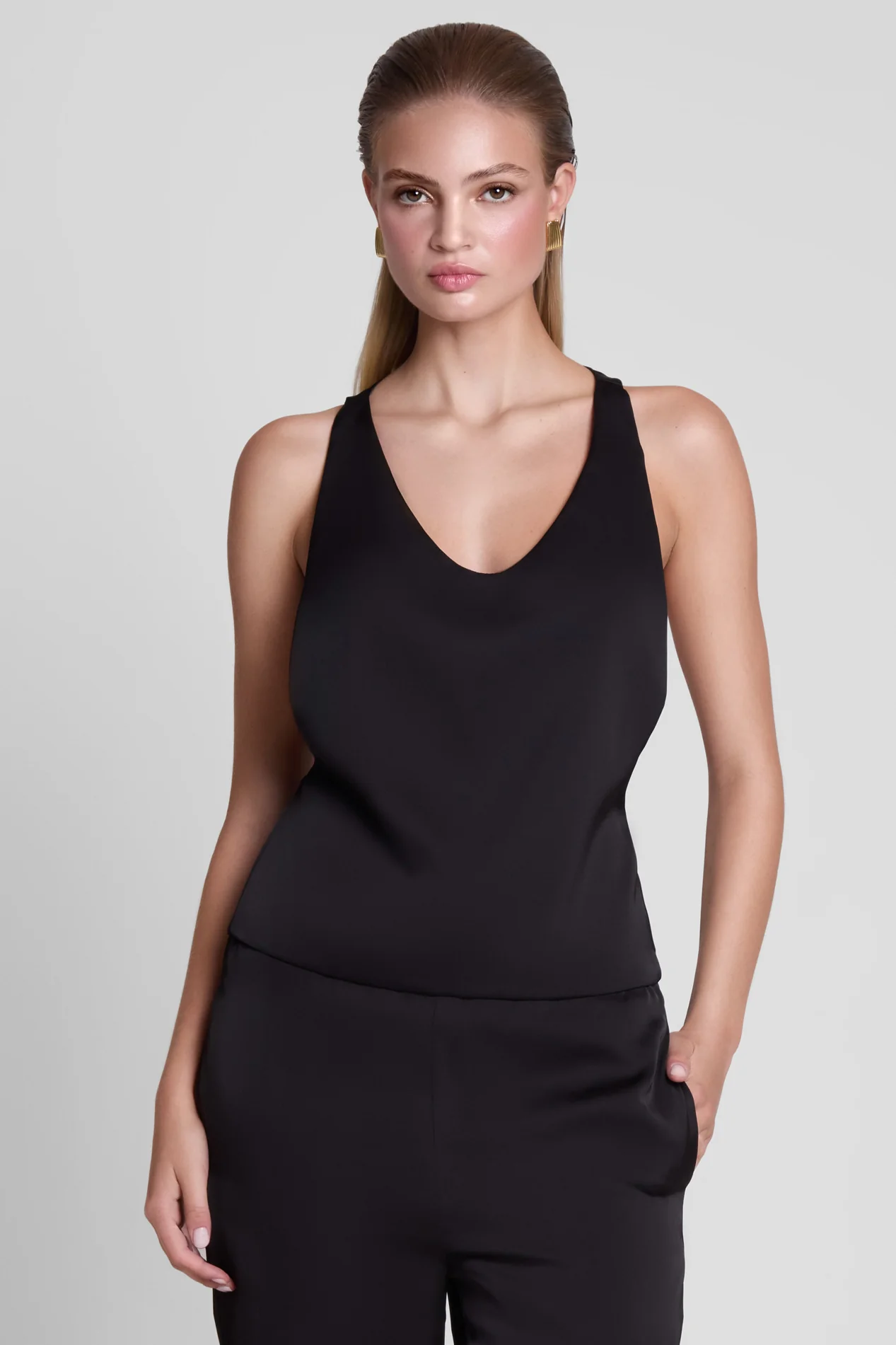 Suri Satin Racerback Top - Black - Image 4