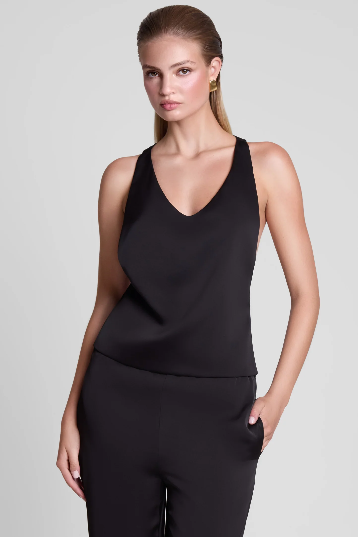 Suri Satin Racerback Top - Black - Image 9