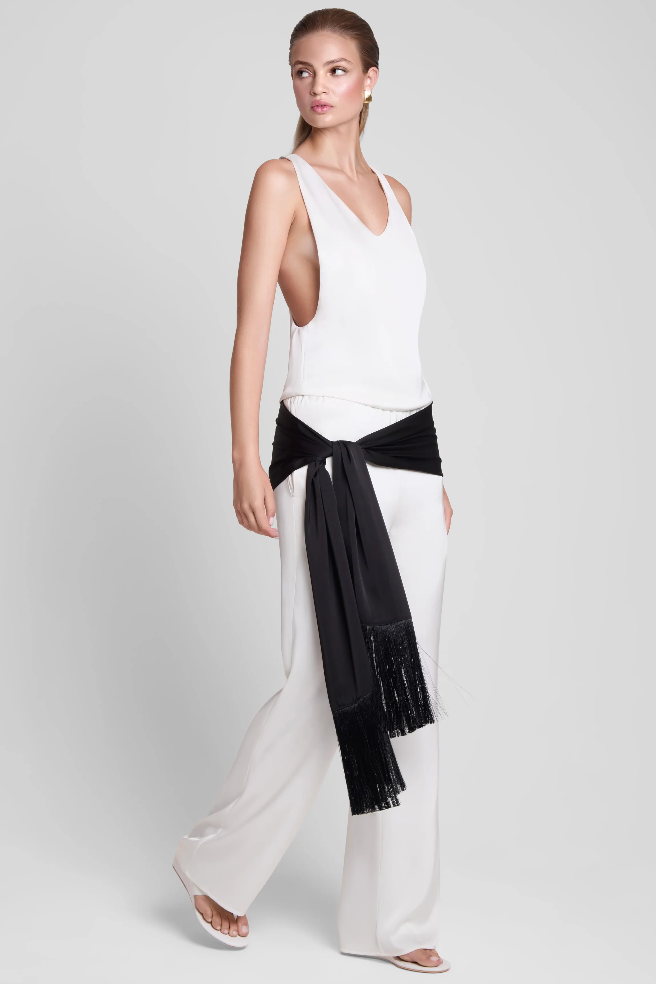 Suri Satin Racerback Top - White - Image 10