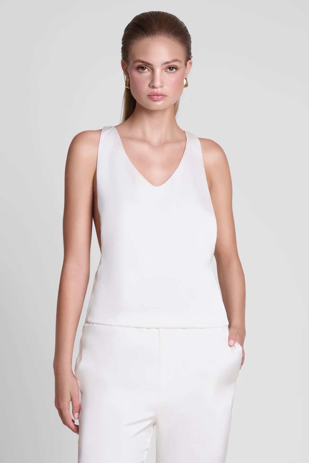 Suri Satin Racerback Top - White - Image 4