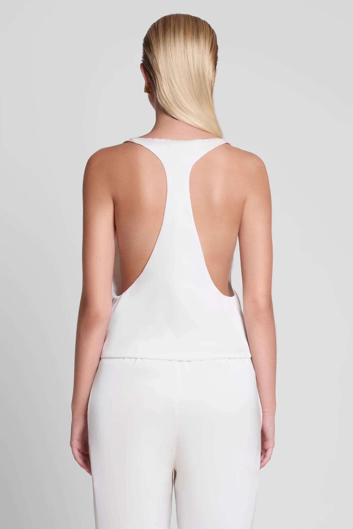 Suri Satin Racerback Top - White - Image 5