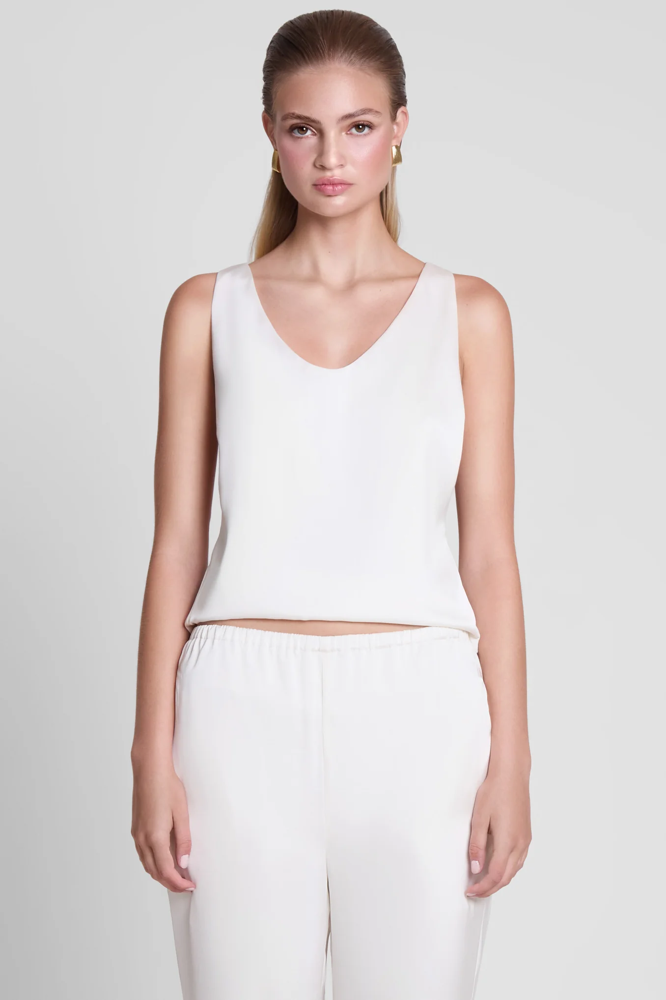 Suri Satin Racerback Top - White - Image 6