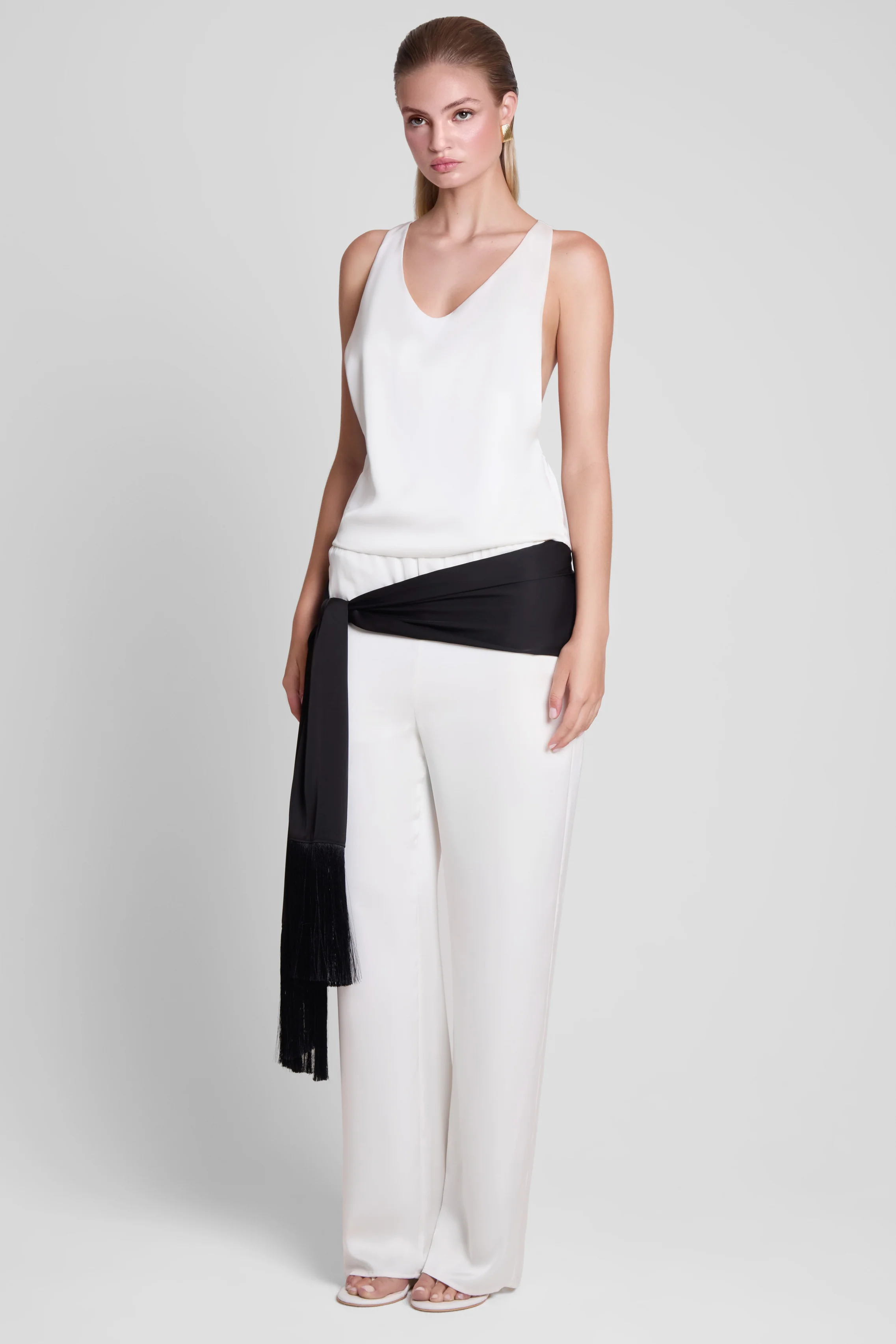 Suri Satin Racerback Top - White - Image 8