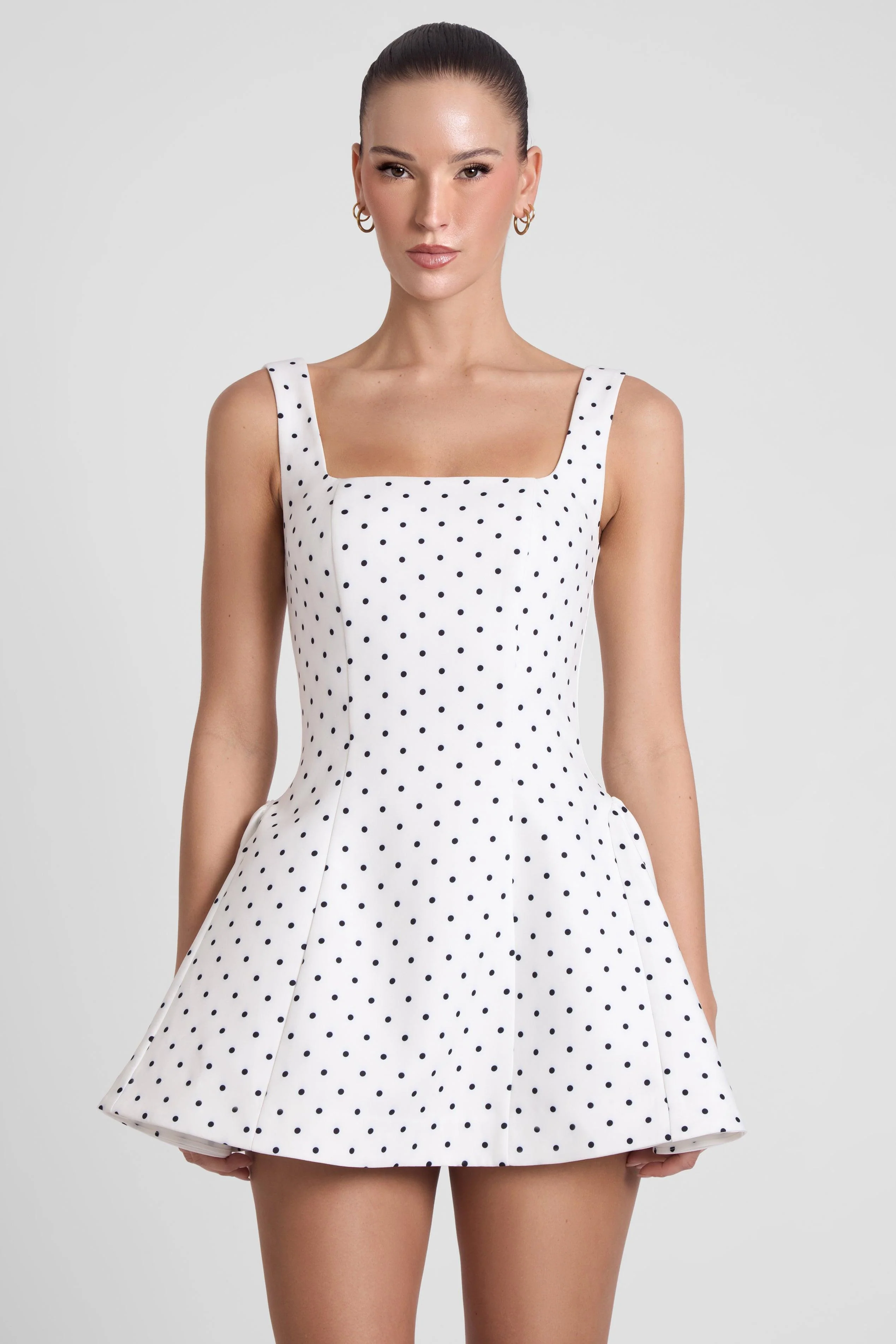 Ysabelle Babydoll Corset Mini Dress - Polka Dot - Image 3